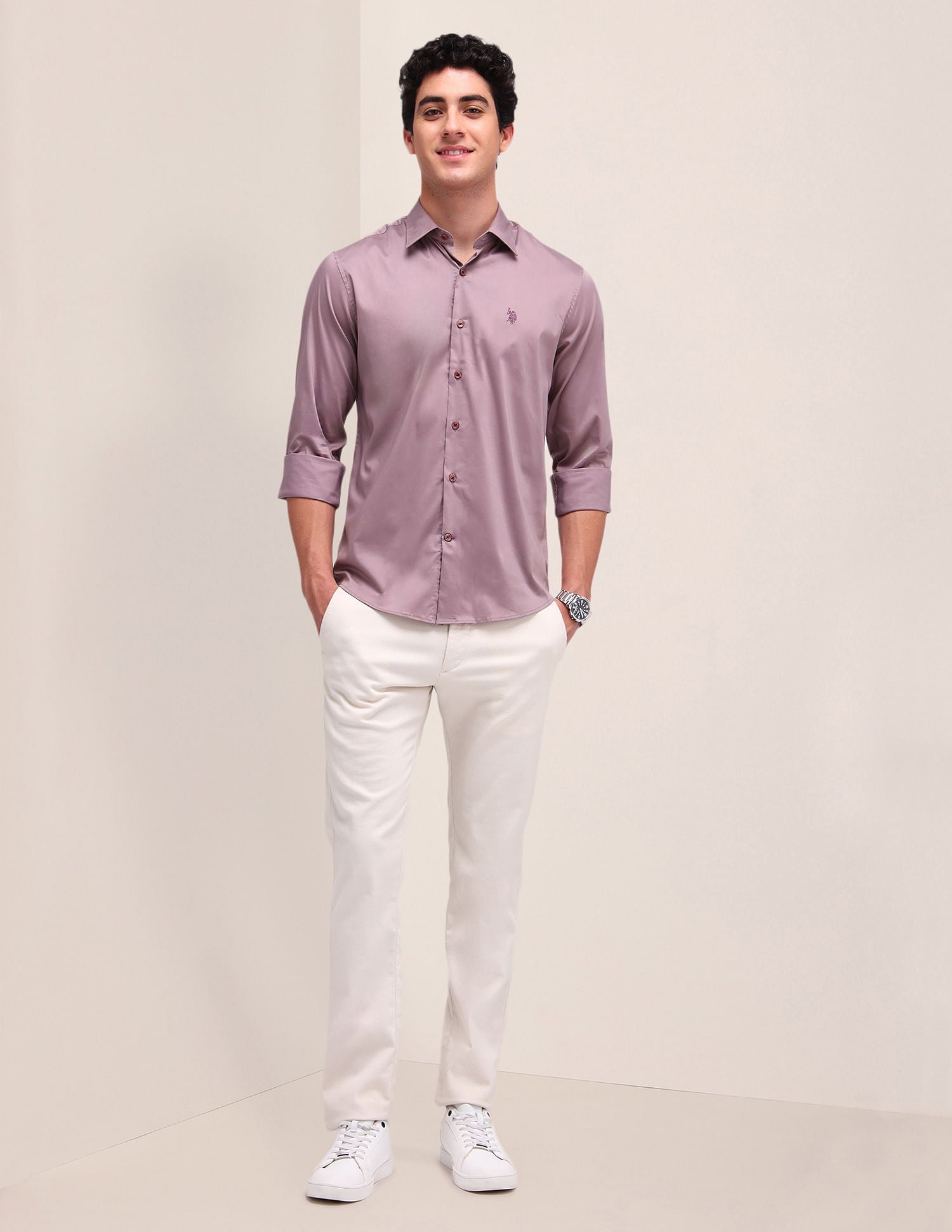 Solid Regular Fit Shirt Pink - U.S. POLO ASSN. | Large