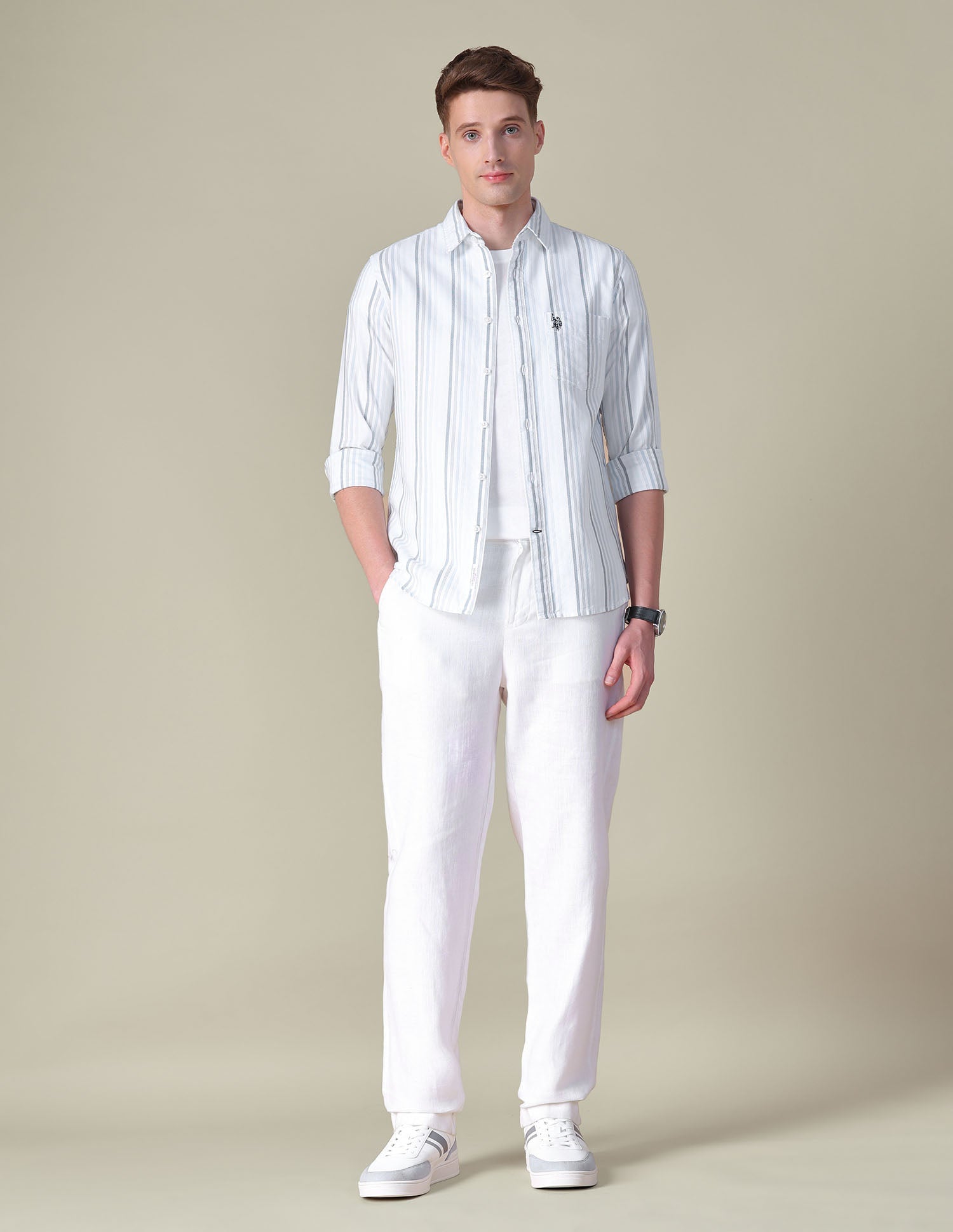 Vertical Striped Tailored Fit Shirt Blue - U.S. POLO ASSN. | Large