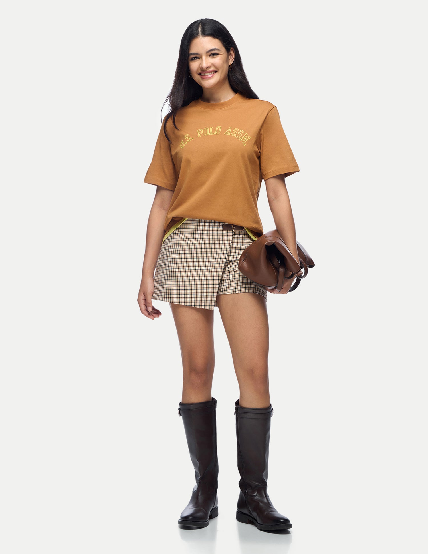 Brand Embroidered Relaxed Fit T-Shirt Light Brown - U.S. Polo Assn. India | Large