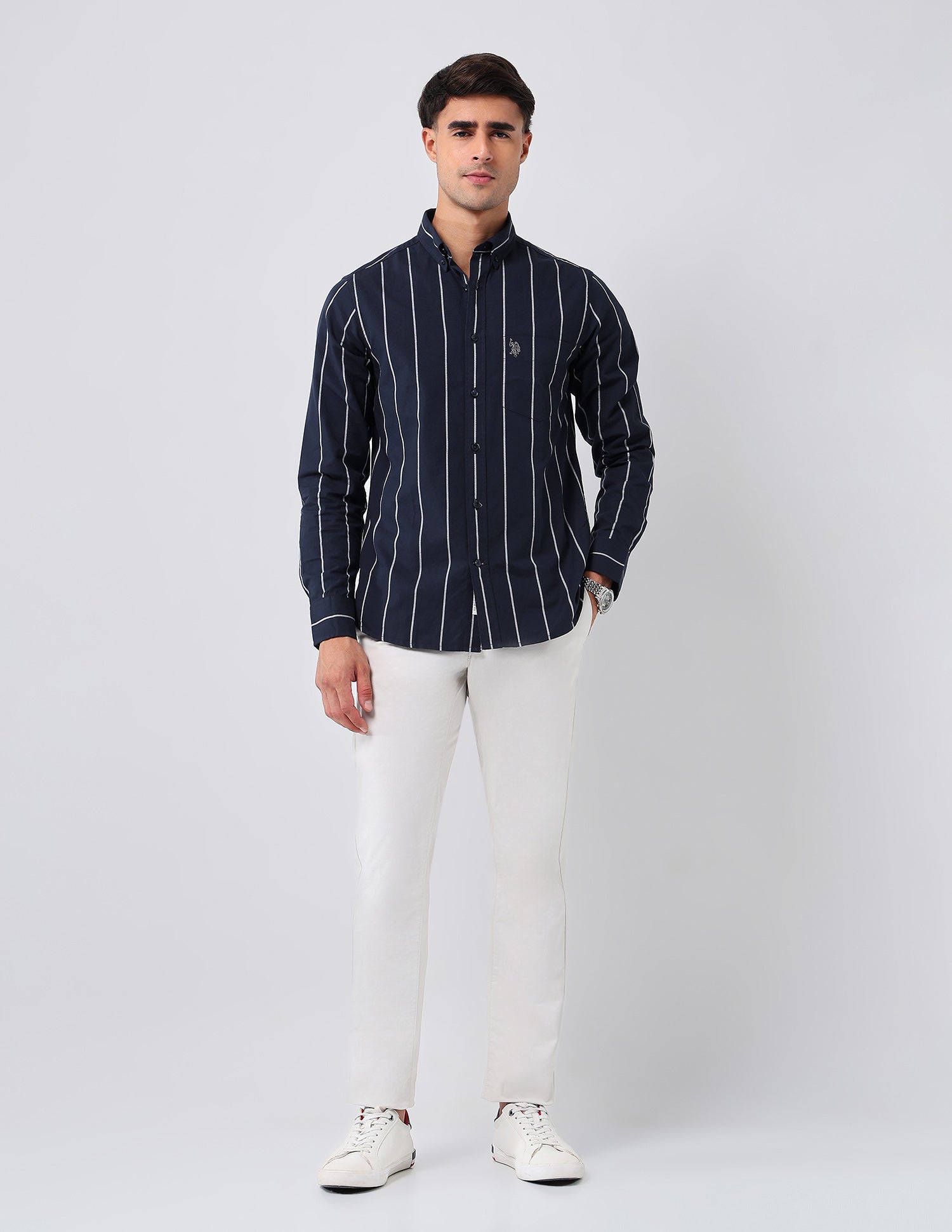 Vertical Striped 135Th Shirt Navy - U.S. Polo Assn. India | Large