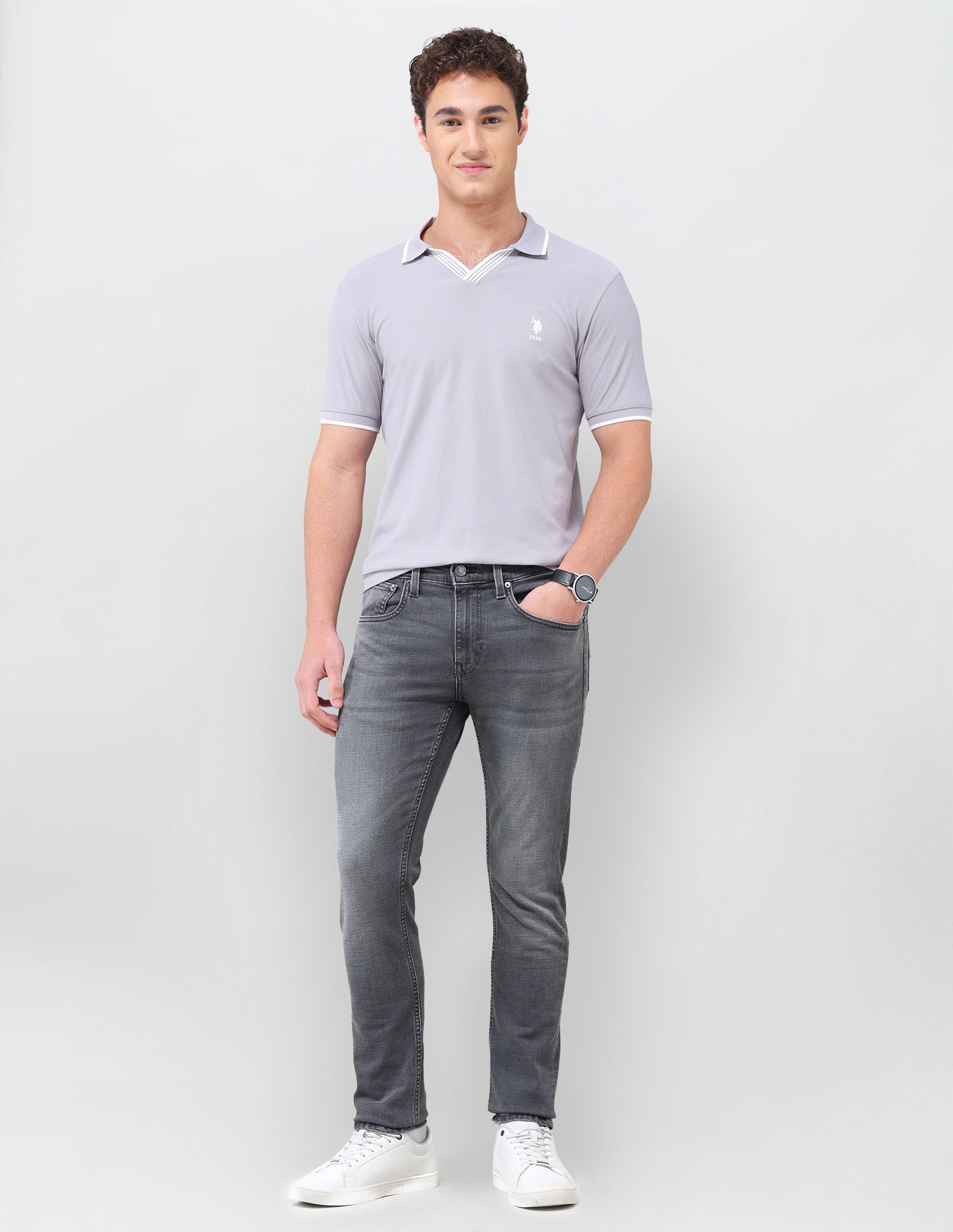 Regallo Skinny Fit Grey Jeans Grey - U.S. Polo Assn. India | Large