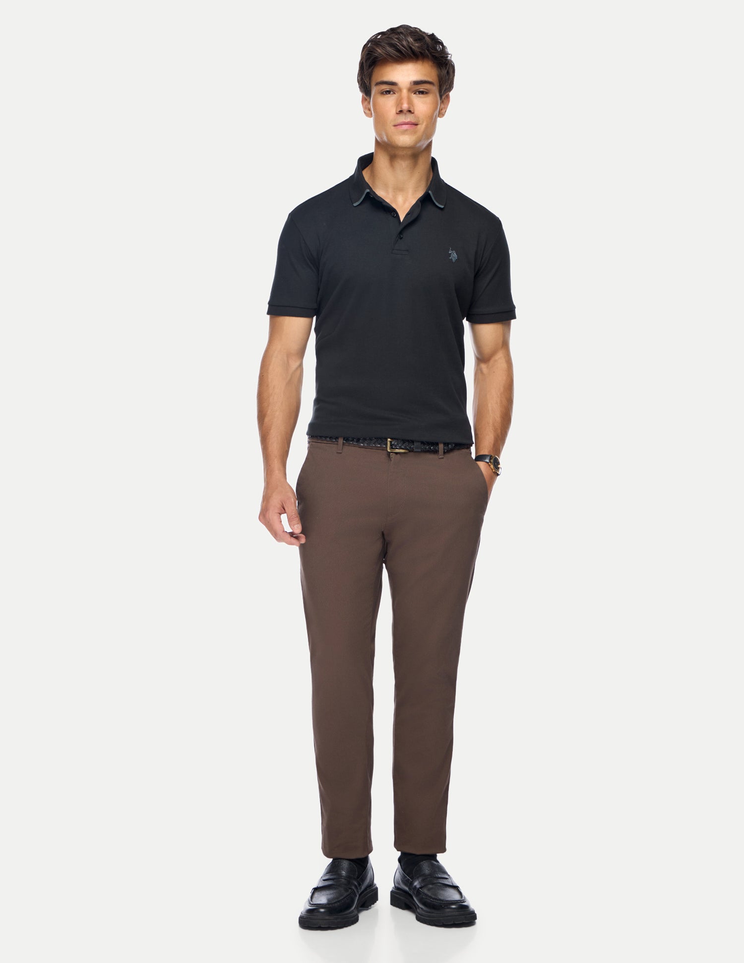 Solid Slim Fit Polo Shirt Black - U.S. Polo Assn. India | Large