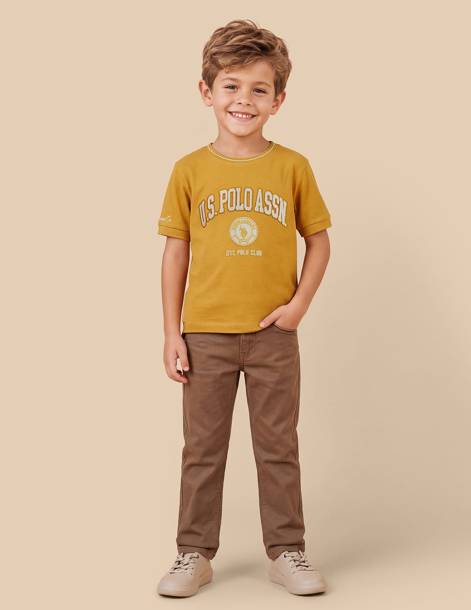 Brand Applique Regular Fit T-Shirt Yellow - U.S. Polo Assn. India | Large