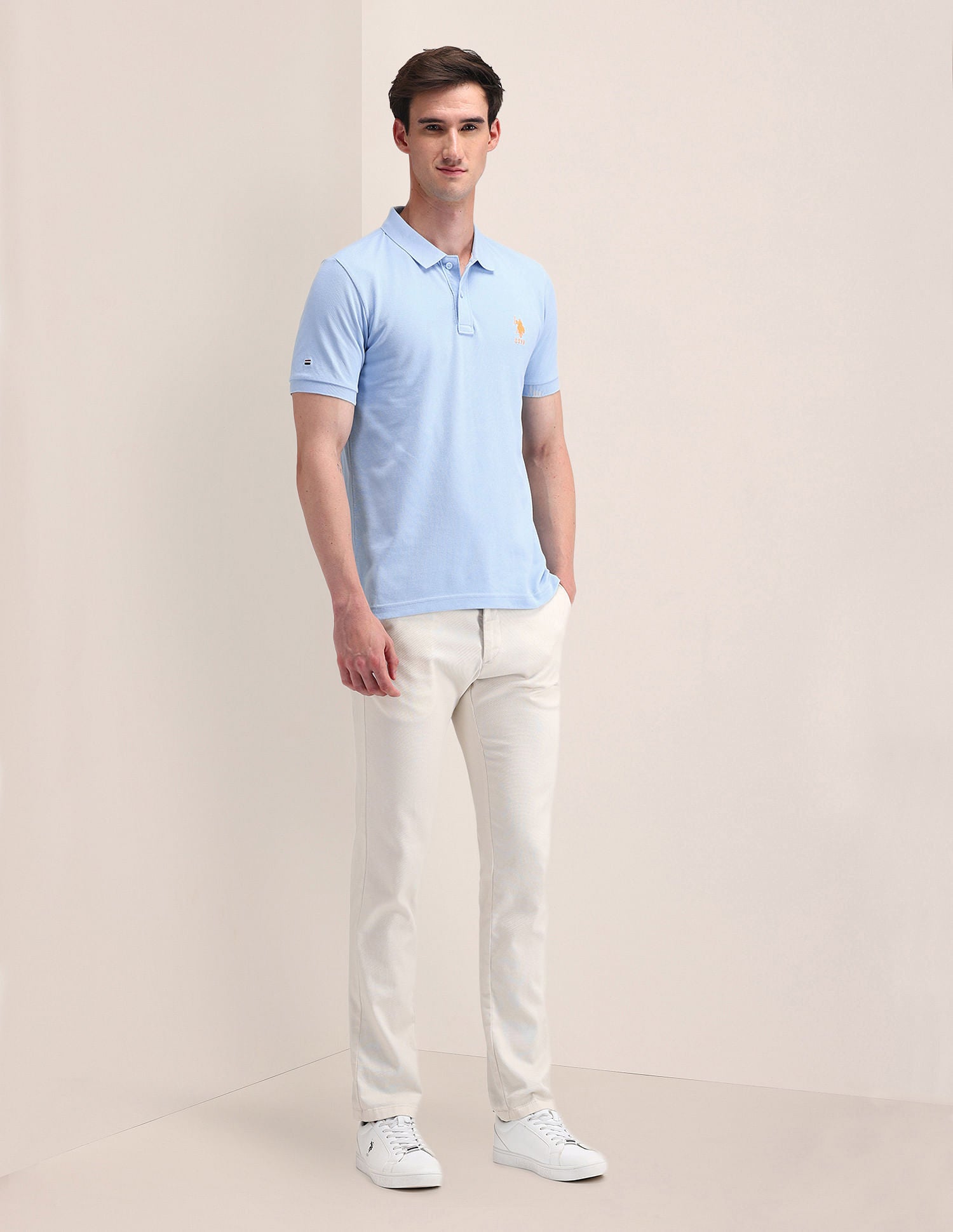 Solid Slim Fit Polo Shirt Light Blue - U.S. POLO ASSN. | Large