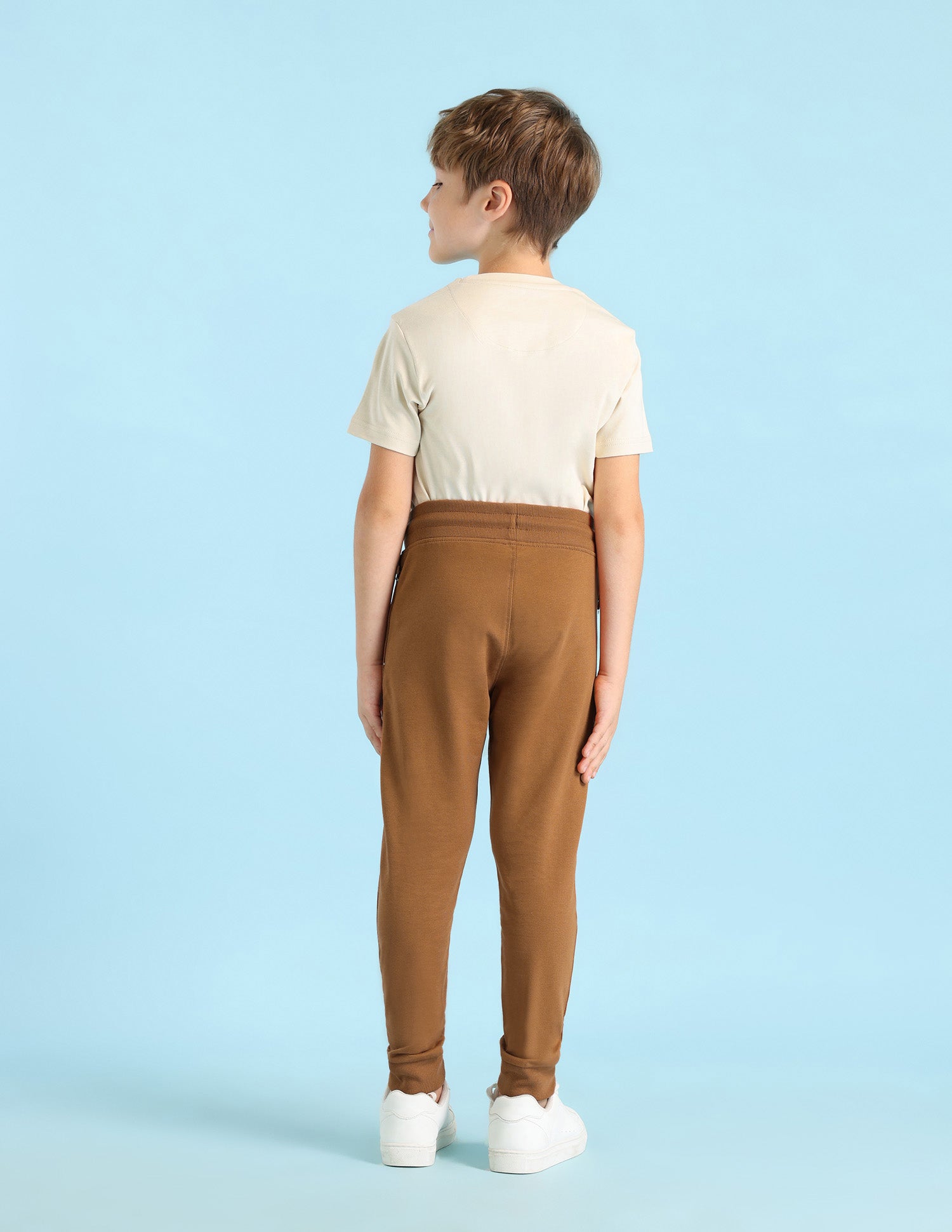 Boys Solid Pure Cotton Track Pants Brown - U.S. POLO ASSN. | Large