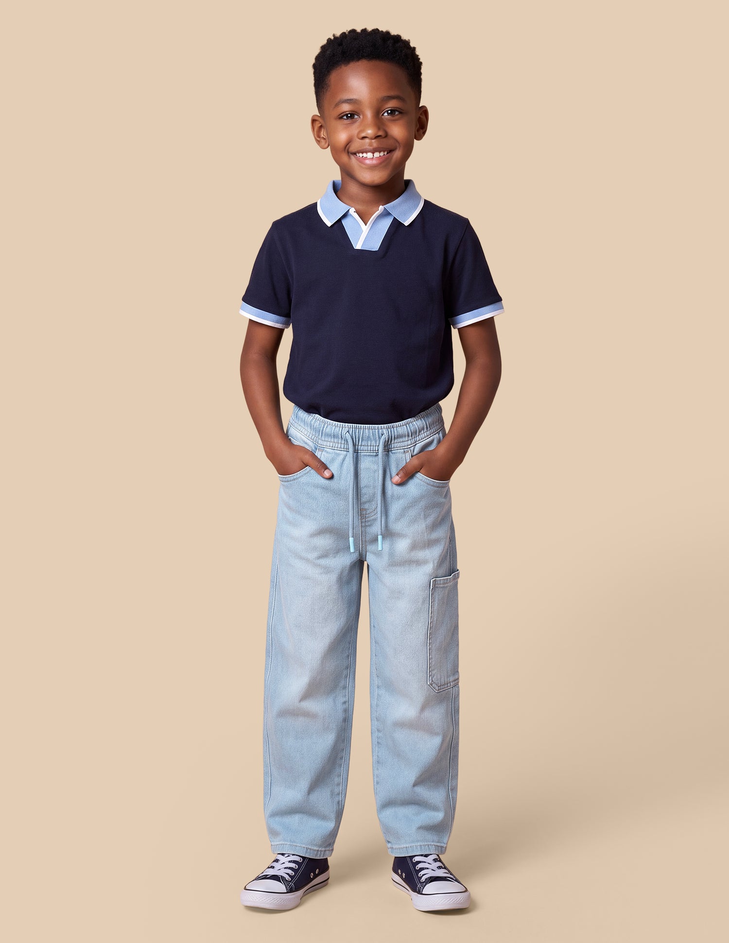 Shawn Baggy Fit Blue Cargo Jeans Light Blue - U.S. Polo Assn. India | Large