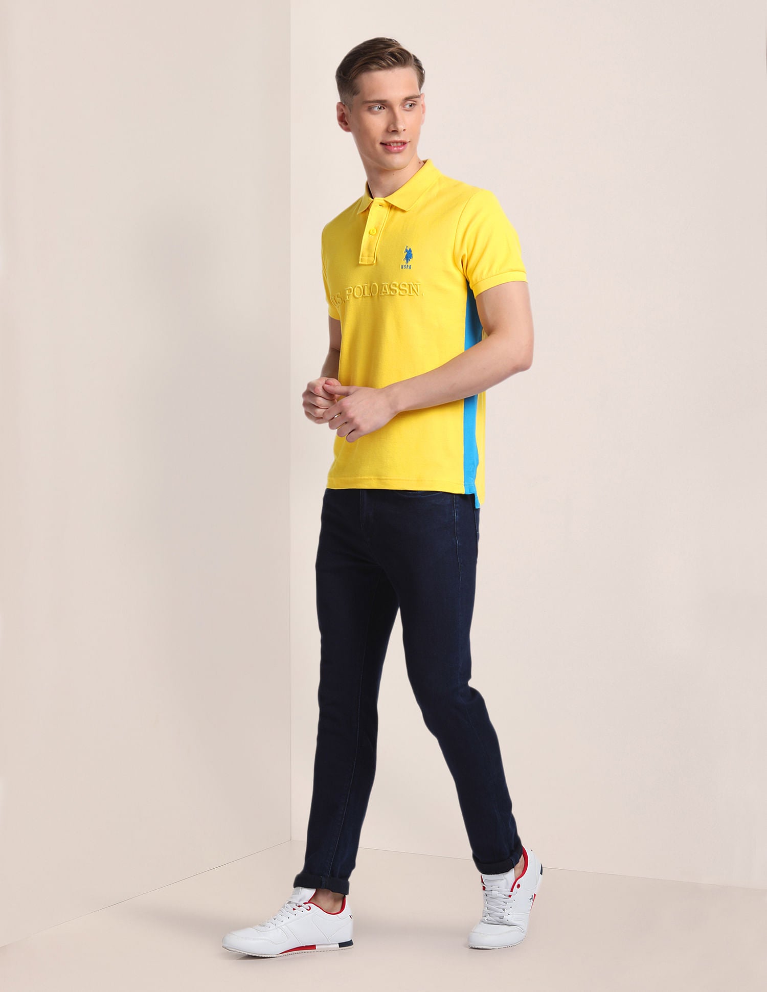 Slim Fit Cotton Polo Shirt Yellow - U.S. Polo Assn. India | Large
