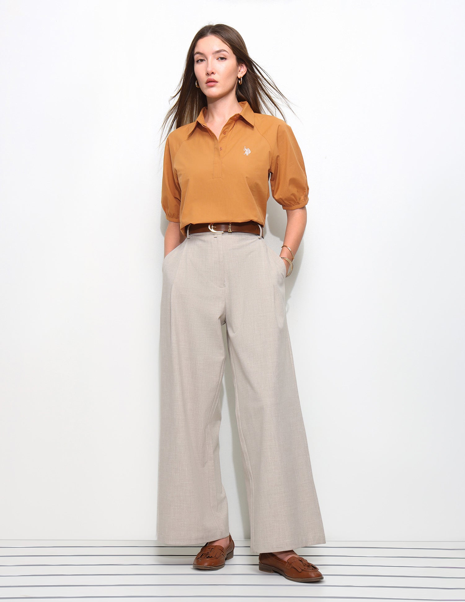 Solid Regular Fit Raglan Shirt Mustard - U.S. Polo Assn. India | Large