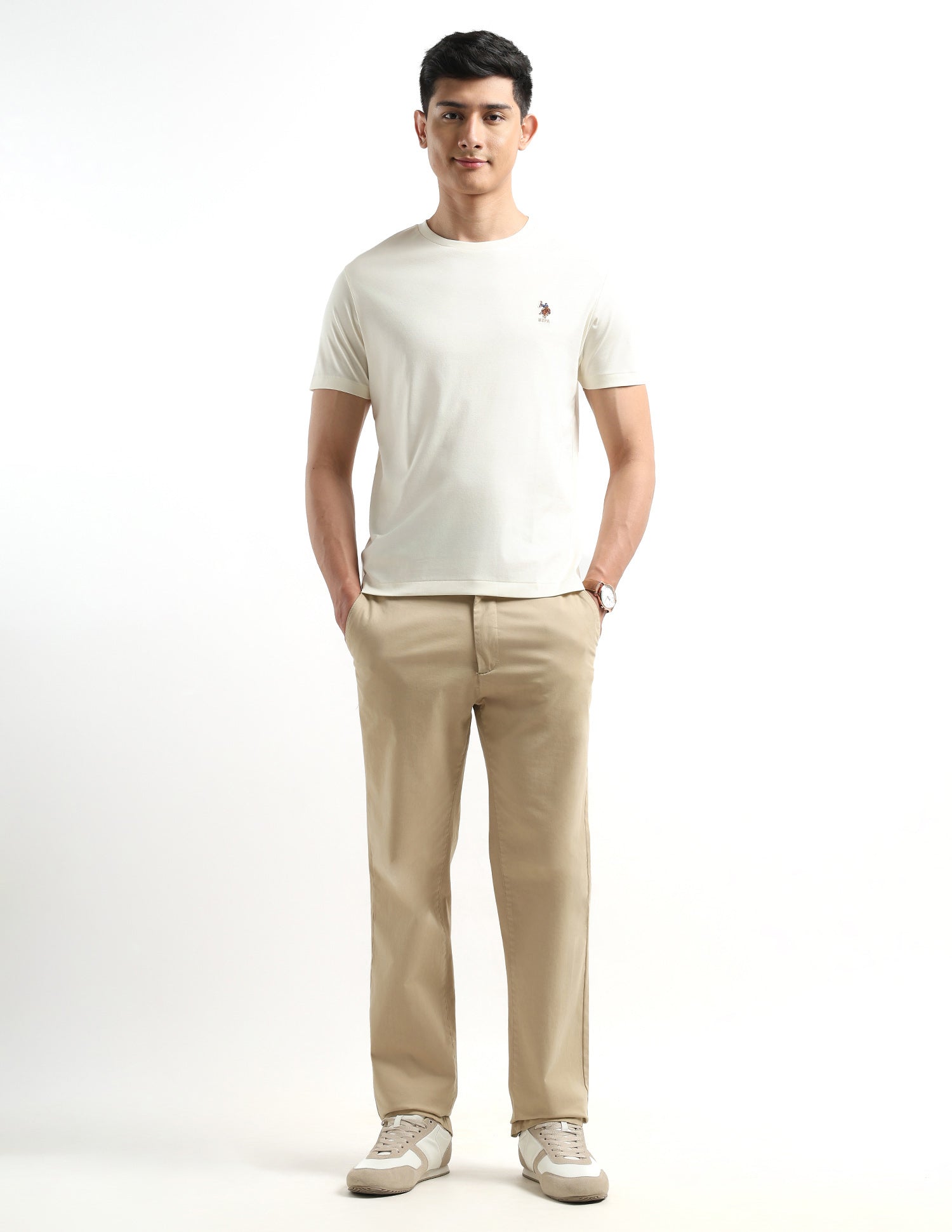 Regular Fit Solid T-shirt Beige - U.S. POLO ASSN. | Large