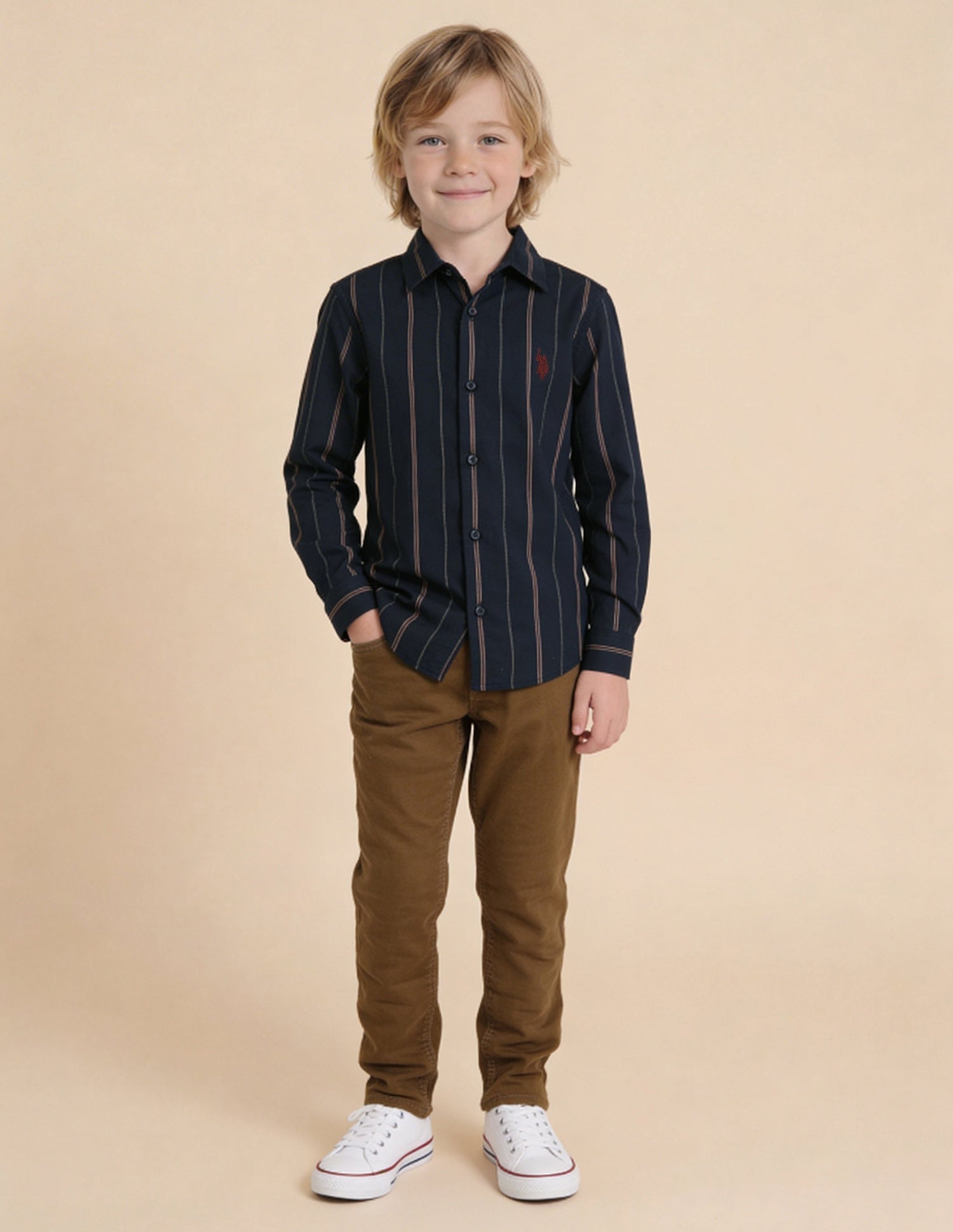 Vertical Striped Regular Fit Shirt Navy - U.S. Polo Assn. India | Large