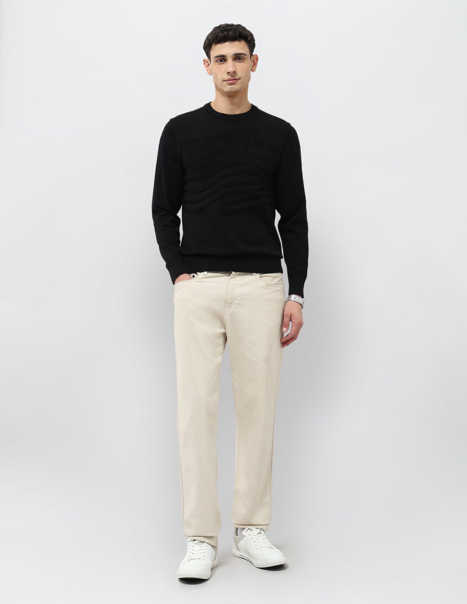 Textured Regular Fit Sweater Black - U.S. POLO ASSN. | Large