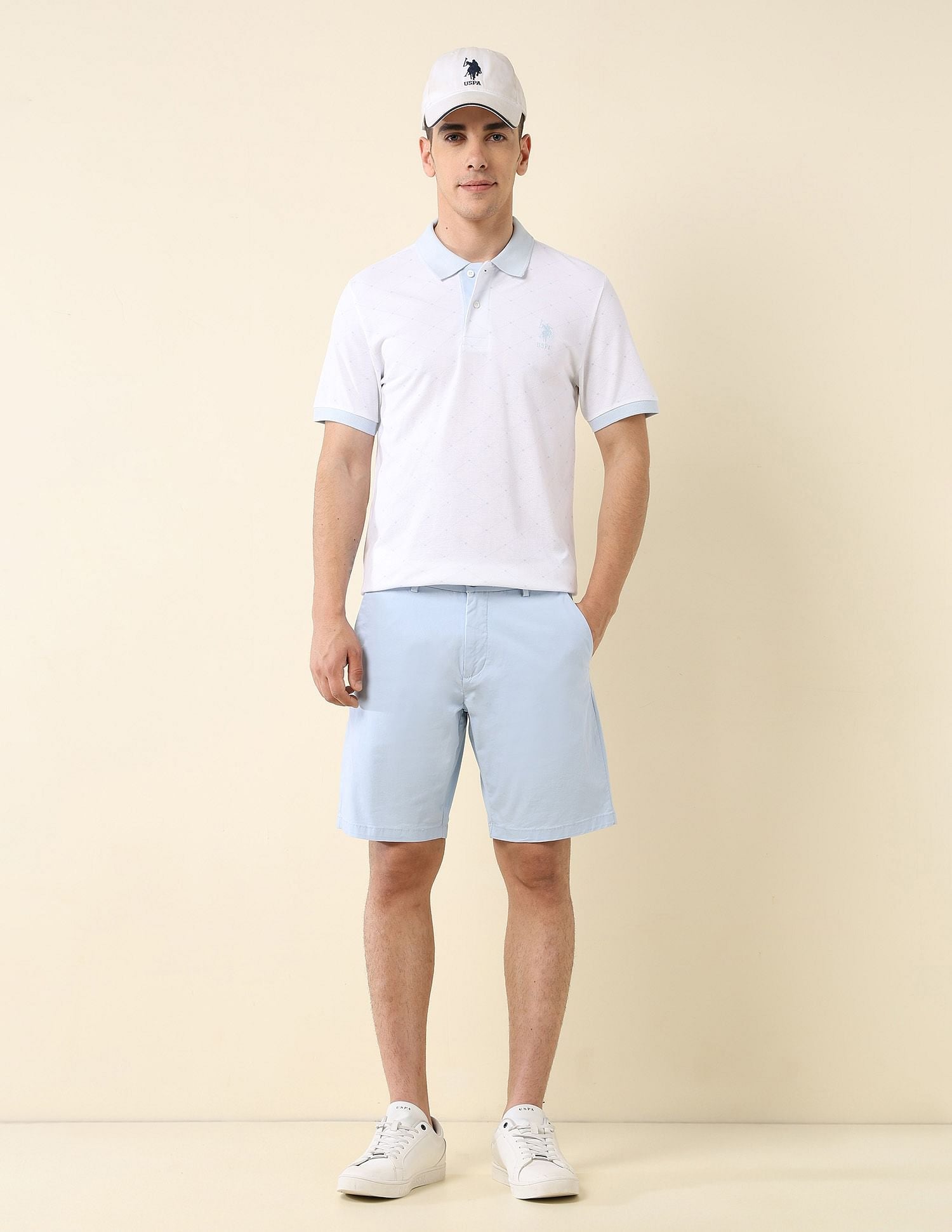 Slim Fit Contrast Collar Polo Shirt White - U.S. Polo Assn. India | Large