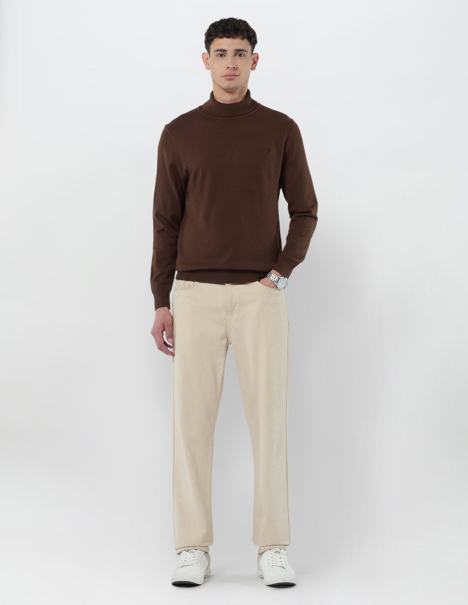 Turtleneck Regular Fit Sweater Dark Brown - U.S. POLO ASSN. | Large