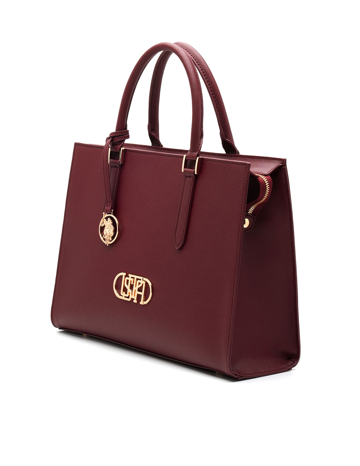 Lenda Monogram Hangbag Maroon - U.S. POLO ASSN. | Large