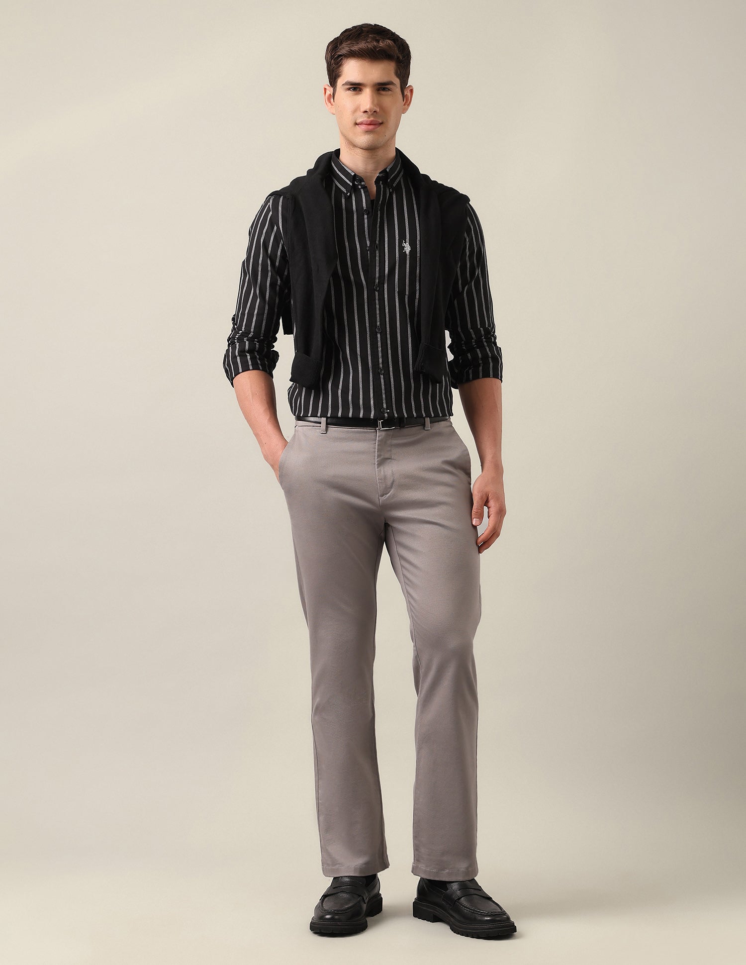 Vertical Striped Oxford Shirt Black - U.S. Polo Assn. India | Large