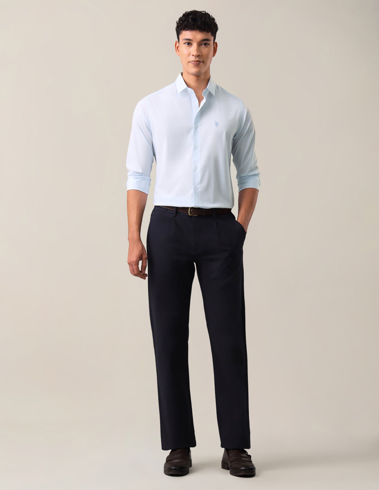 Solid Tailored Fit Shirt Light Blue - U.S. Polo Assn. India | Large