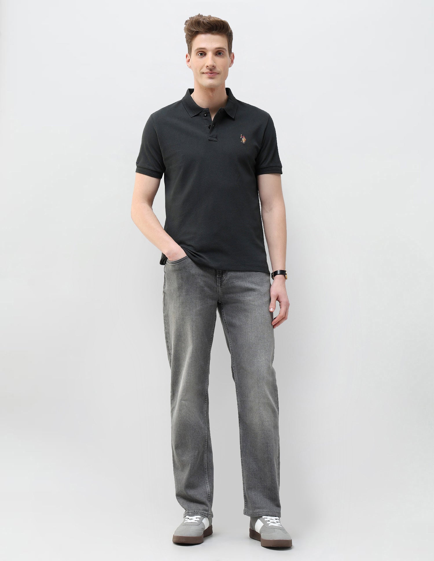 Motel On The Coast Muscle Fit Polo Shirt Dark Grey - U.S. Polo Assn. India | Large