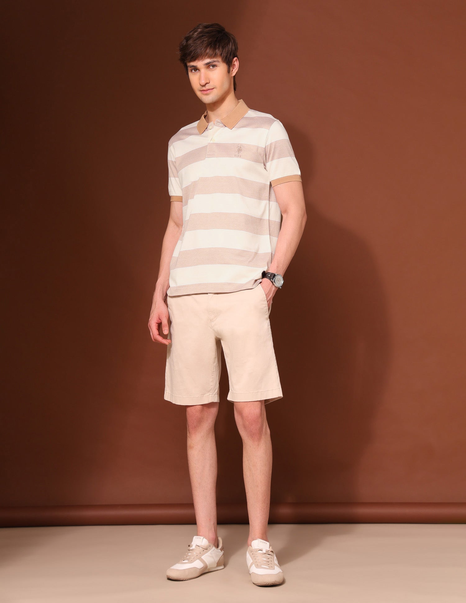 Pure Cotton Working Holiday Polo Shirt Beige - U.S. Polo Assn. India | Large