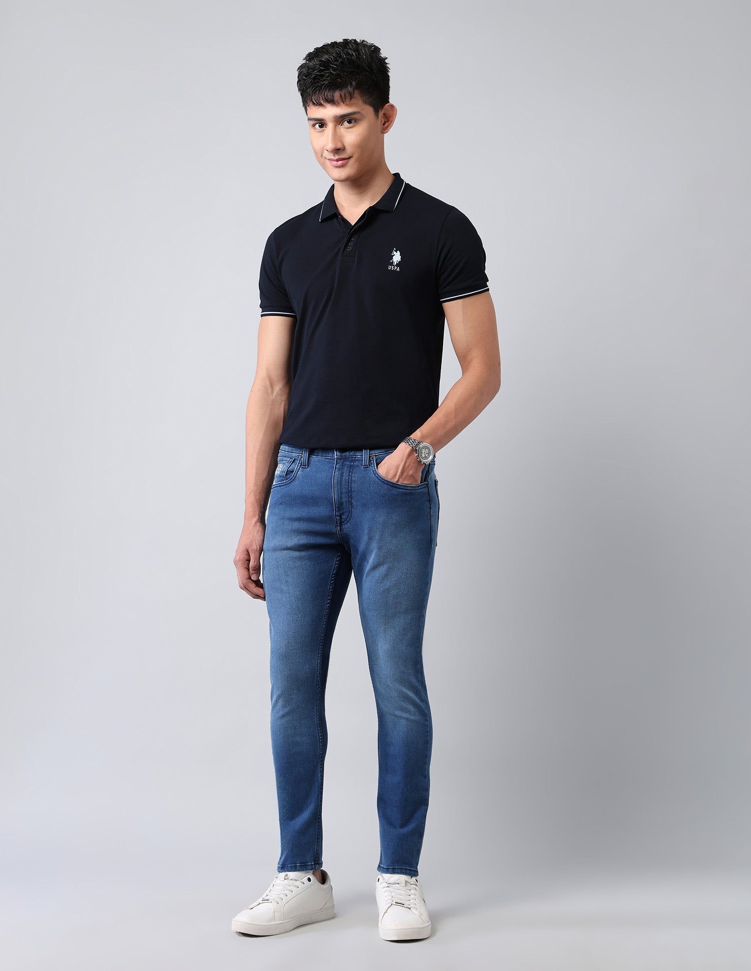 Henry Tapered Fit Blue Jeans Med Blue - U.S. Polo Assn. India | Large