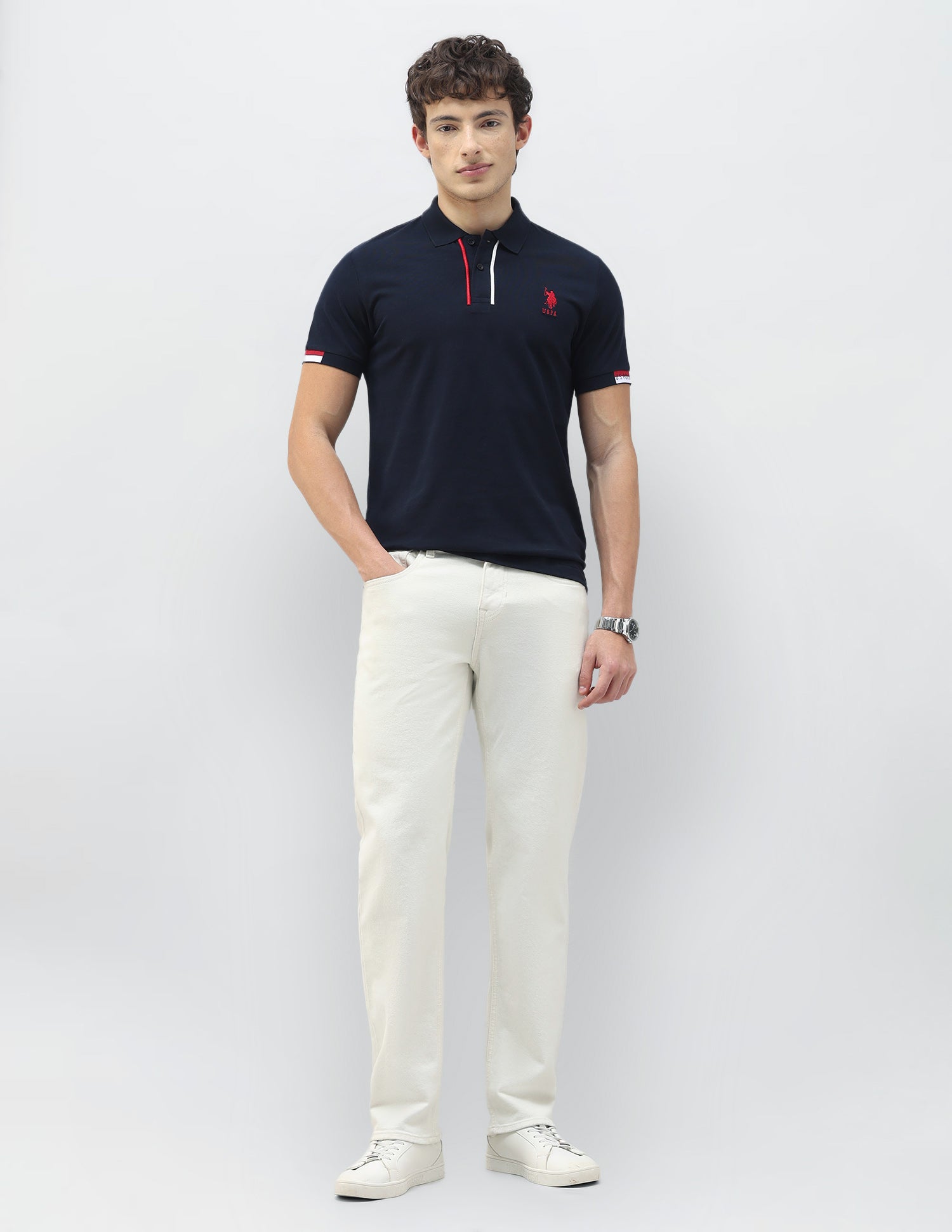 New Port Marina Solid Polo Shirt Navy - U.S. Polo Assn. India | Large