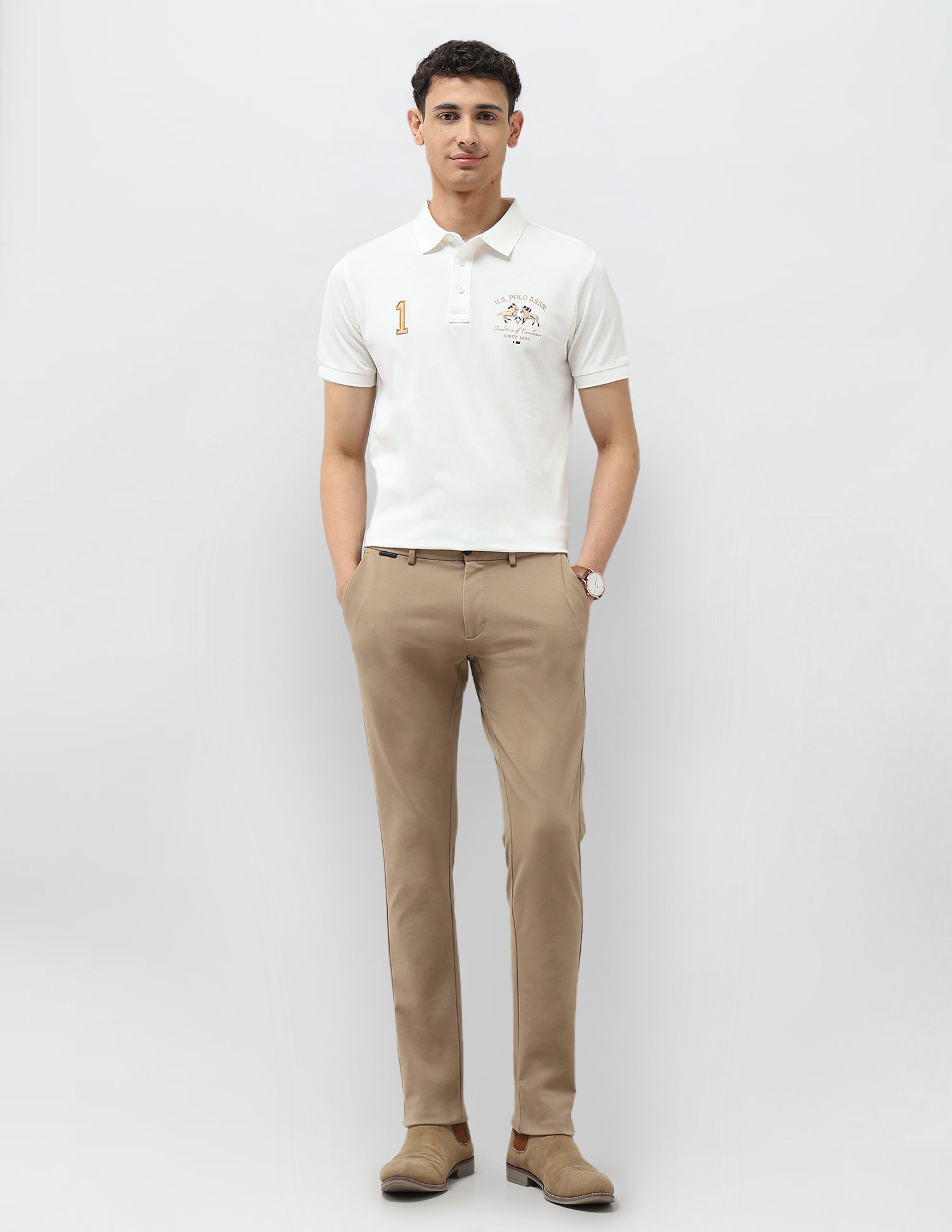 Numeric Brand Embroidered Polo Shirt Off White - U.S. POLO ASSN. | Large