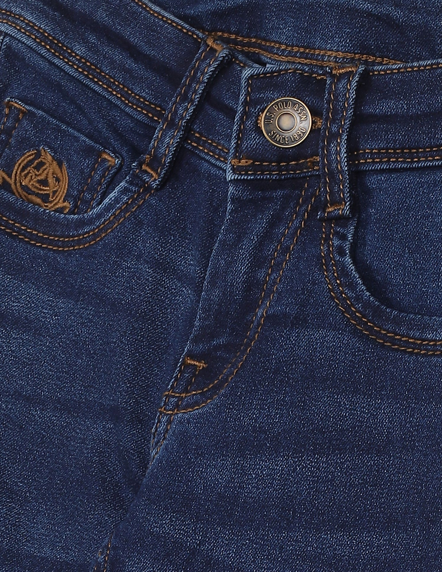 Boys Dark Blue Slim Fit Dark Wash Jeans Dark Blue - U.S. Polo Assn. India | Large
