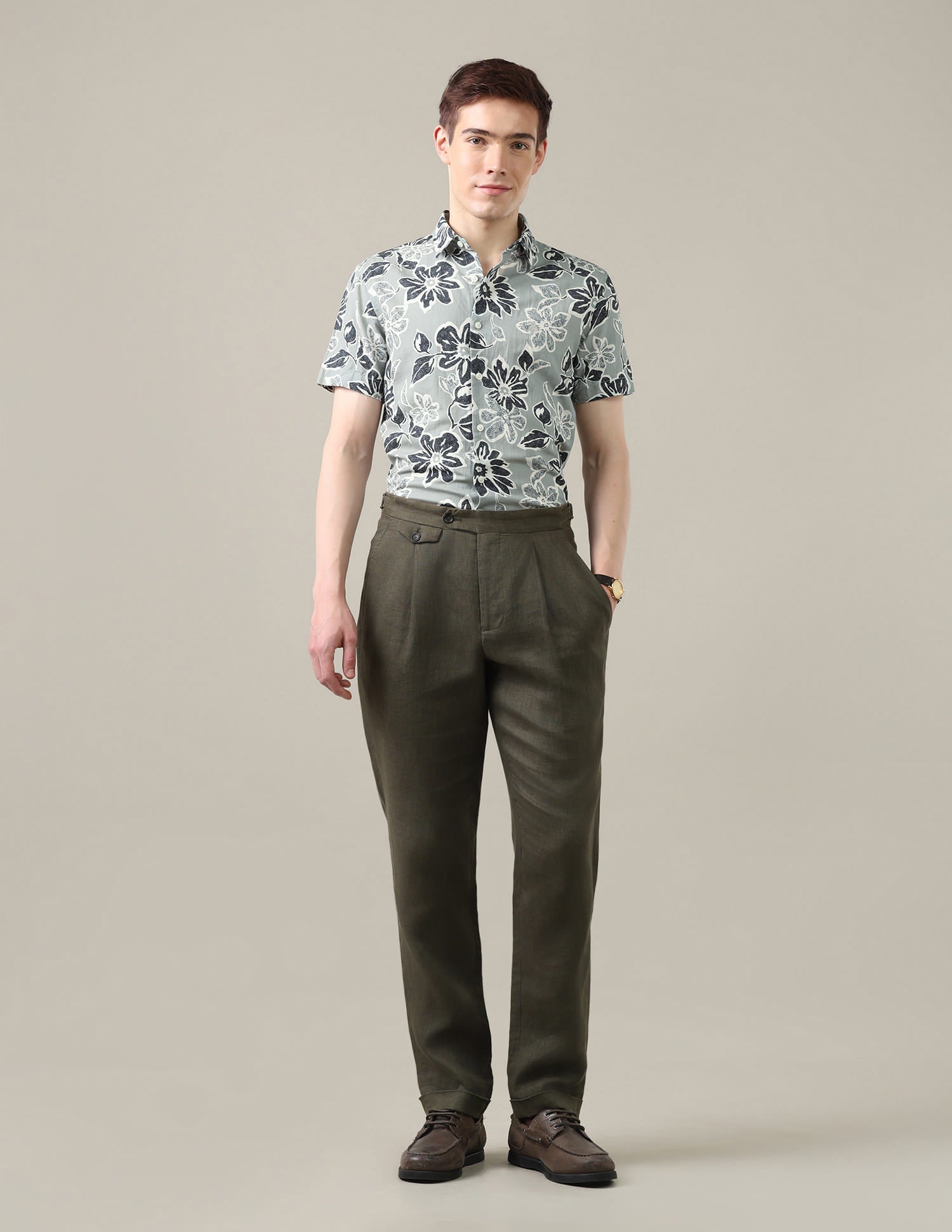 Floral Printed Regular Fit Shirt Green - U.S. Polo Assn. India | Large