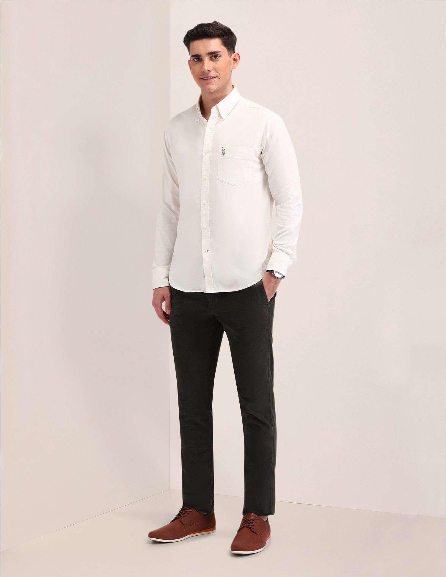 Tailored Fit Button Down Shirt White - U.S. Polo Assn. India | Large