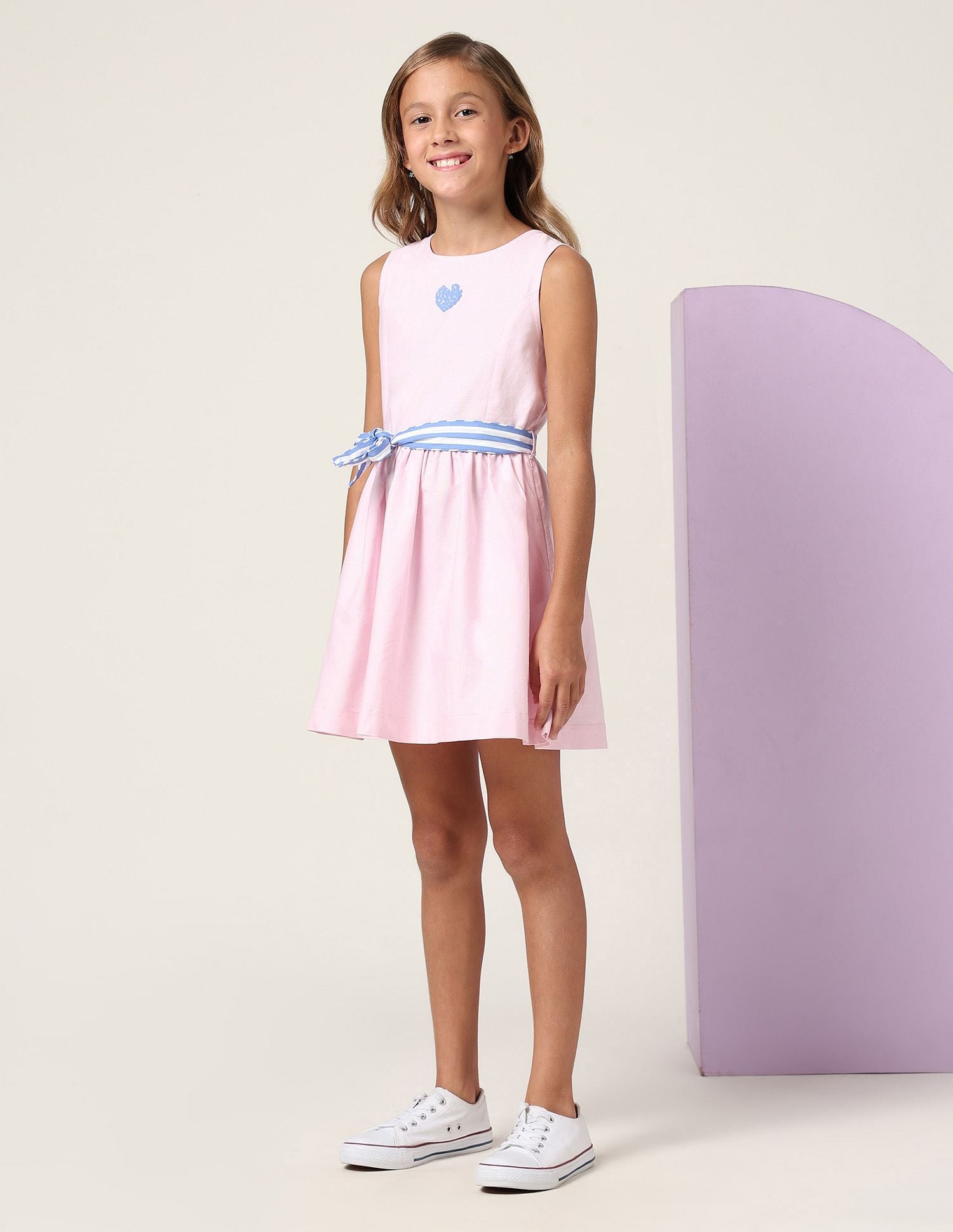Girls Belted Fit And Flare Dress Pink - U.S. POLO ASSN. | Large