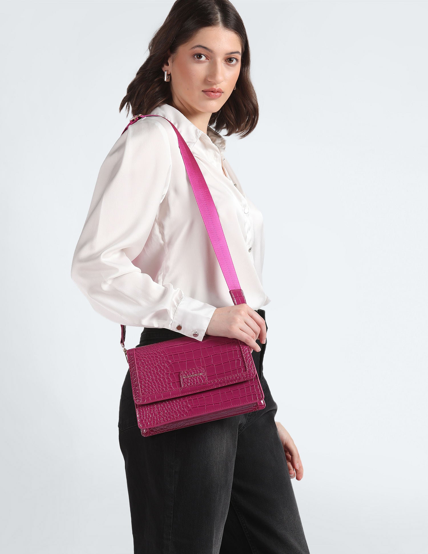 City Girl Textured Sling Bag Magenta - U.S. POLO ASSN. | Large