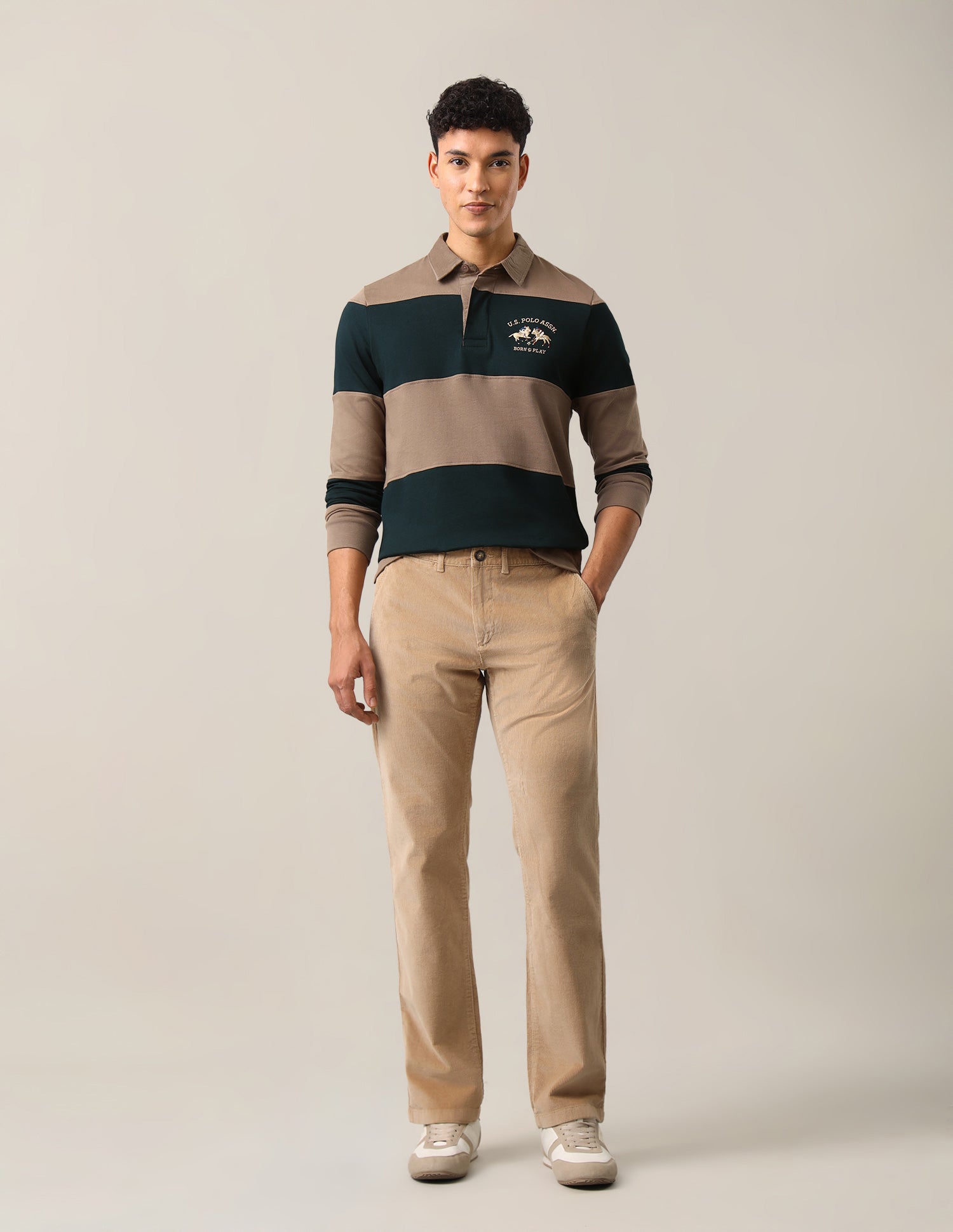 Horizontal Striped Slim Fit Polo Shirt Green - U.S. Polo Assn. India | Large