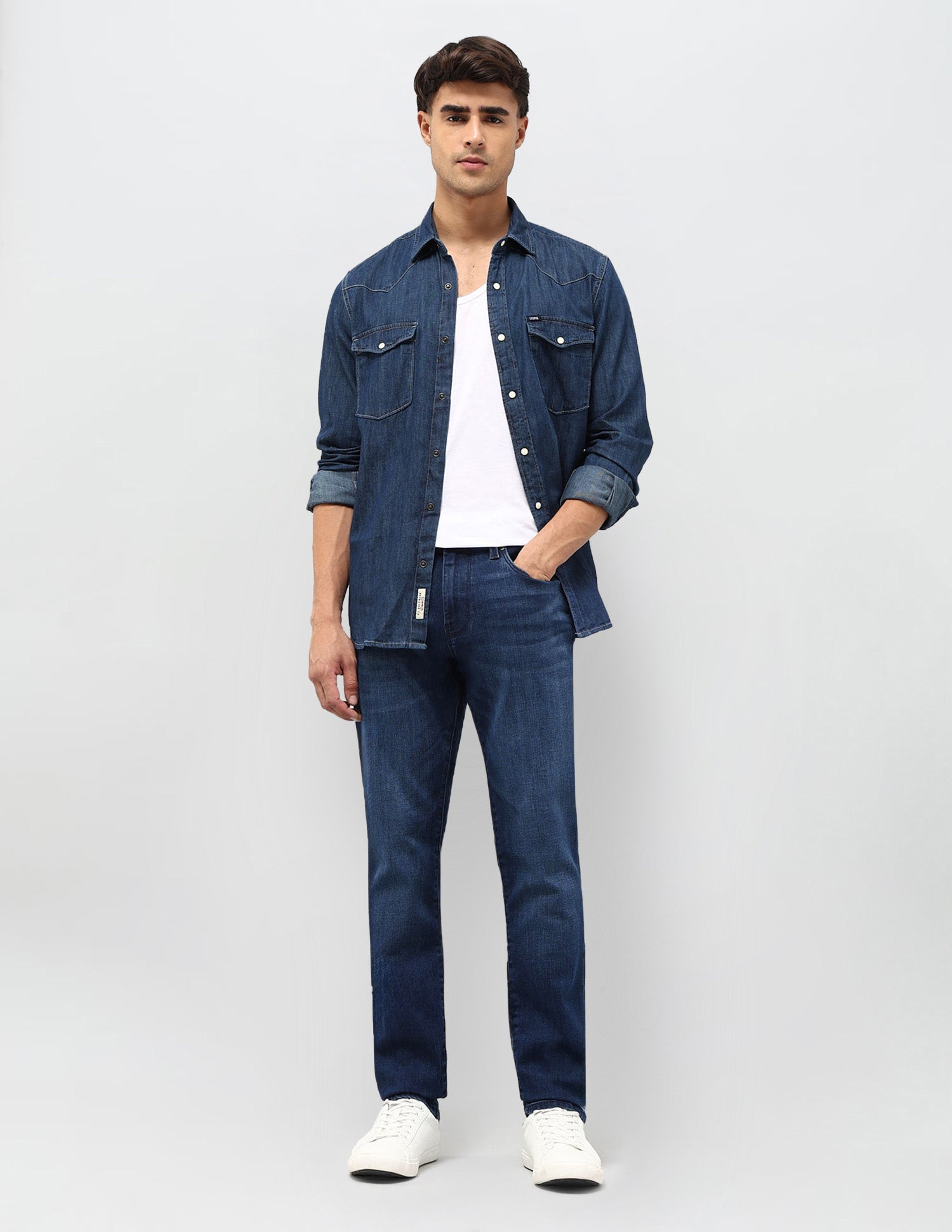 Brandon Slim Tapered Fit Blue Jeans Dark Blue - U.S. POLO ASSN. | Large