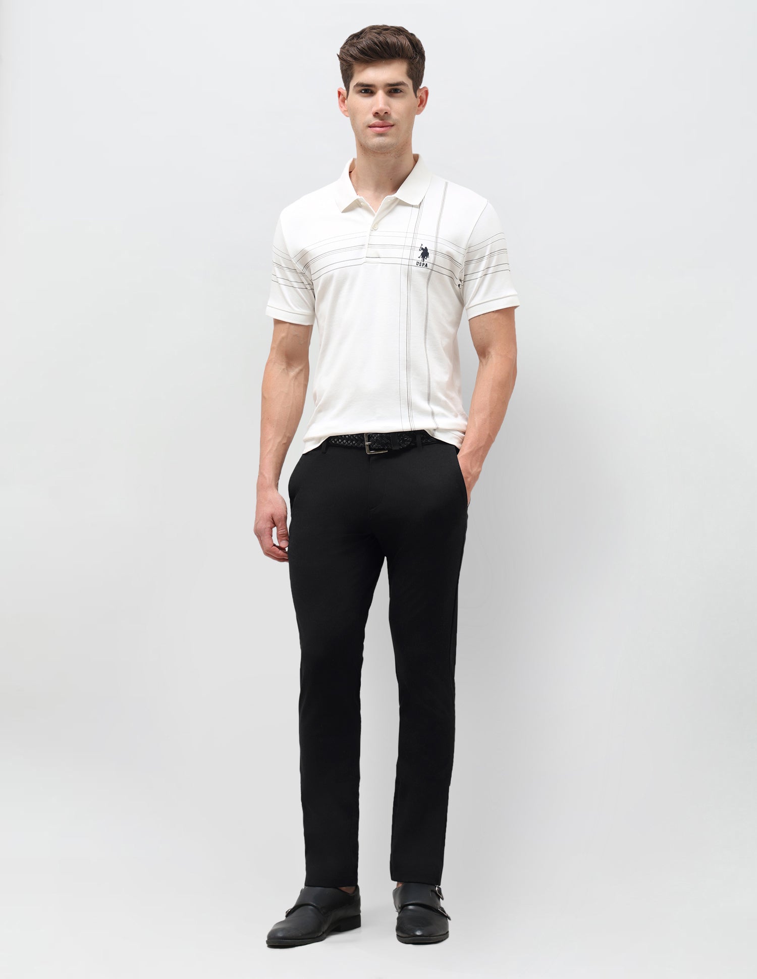 Satin Slim Fit Trousers Black - U.S. Polo Assn. India | Large