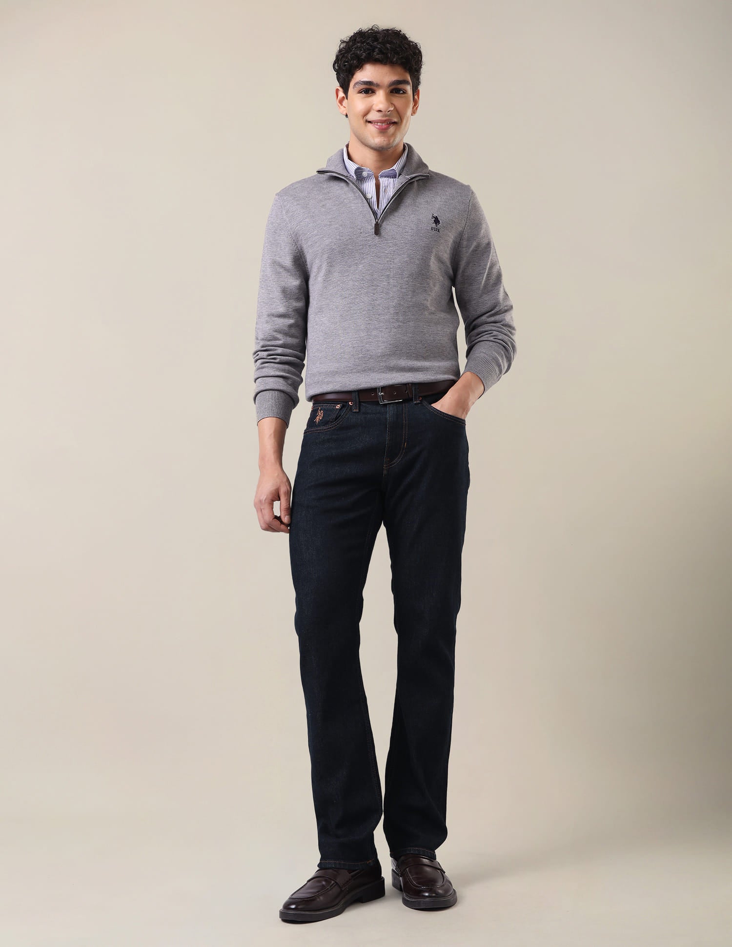 Harold Slim Straight Fit Blue Jeans Rinse Blue - U.S. Polo Assn. India | Large