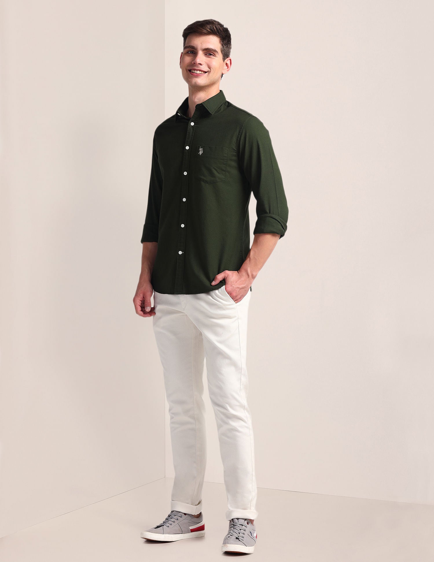 Solid Dobby Shirt Green - U.S. Polo Assn. India | Large