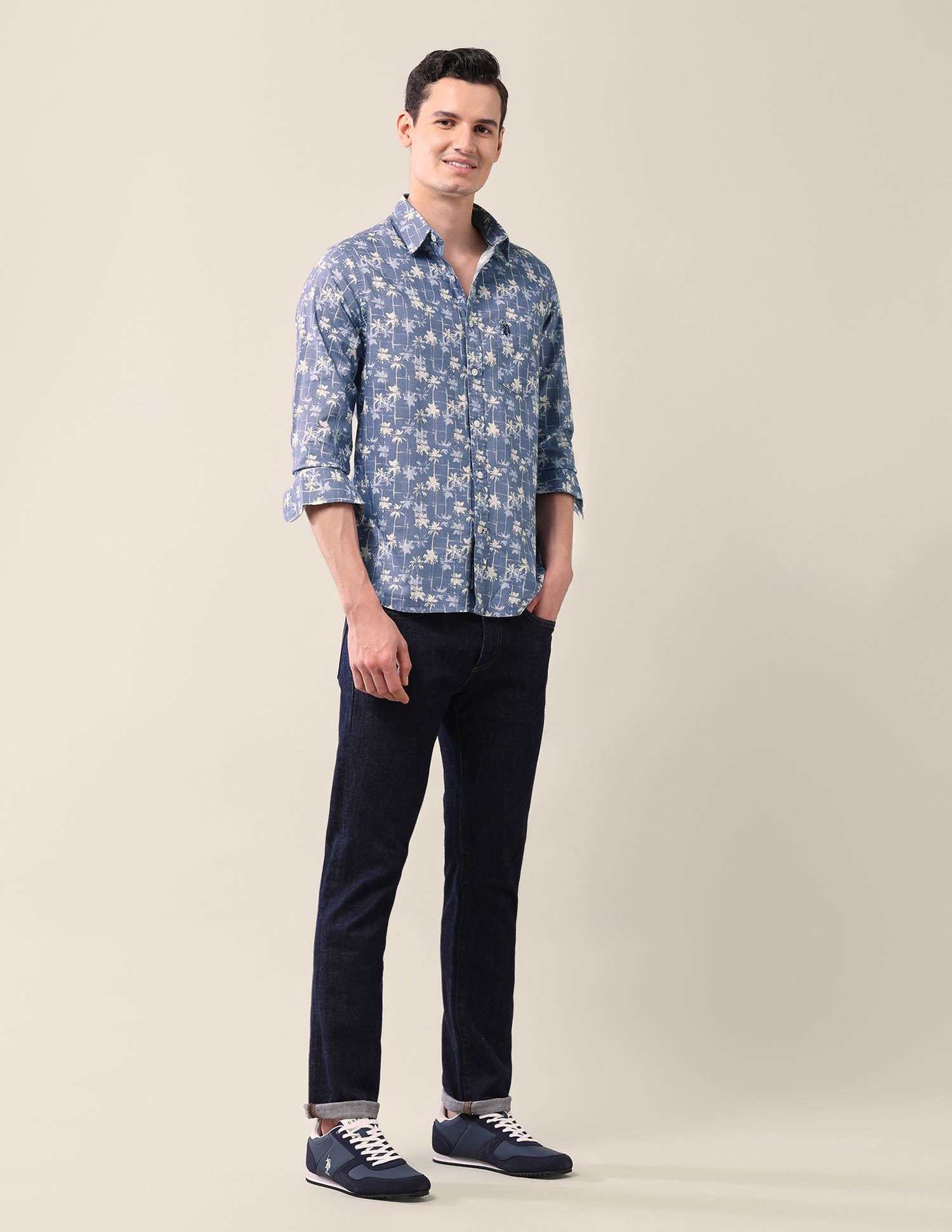 Abstract Tailored Fit Shirt Blue - U.S. Polo Assn. India | Large