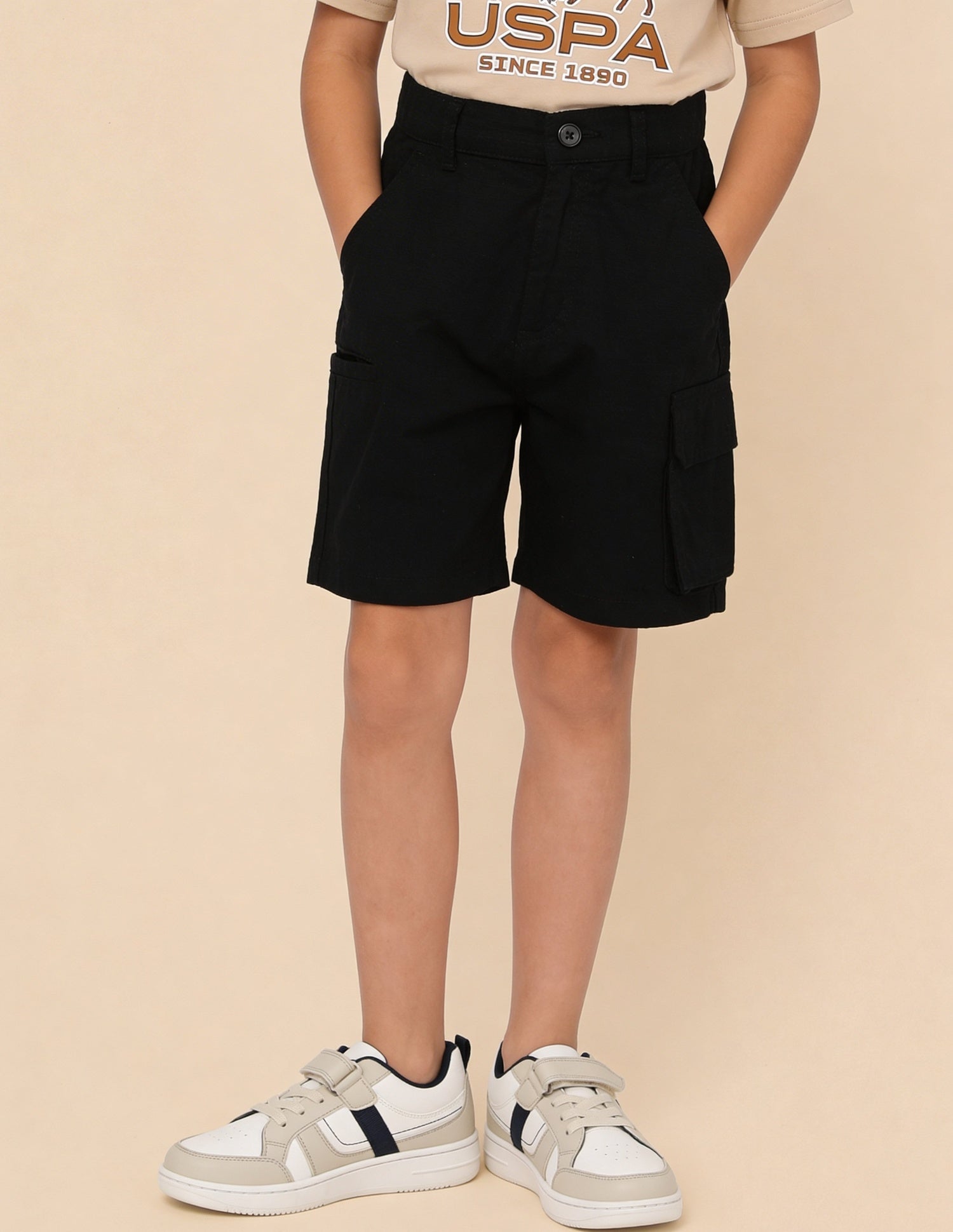Solid Relaxed Fit Shorts Black - U.S. Polo Assn. India | Large