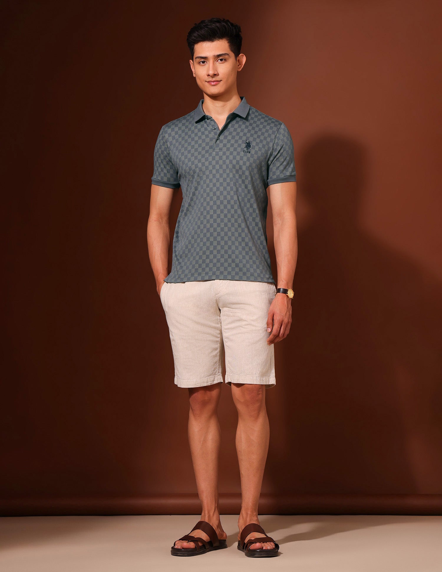 Checked Slim Fit Polo Shirt Dark Grey - U.S. Polo Assn. India | Large