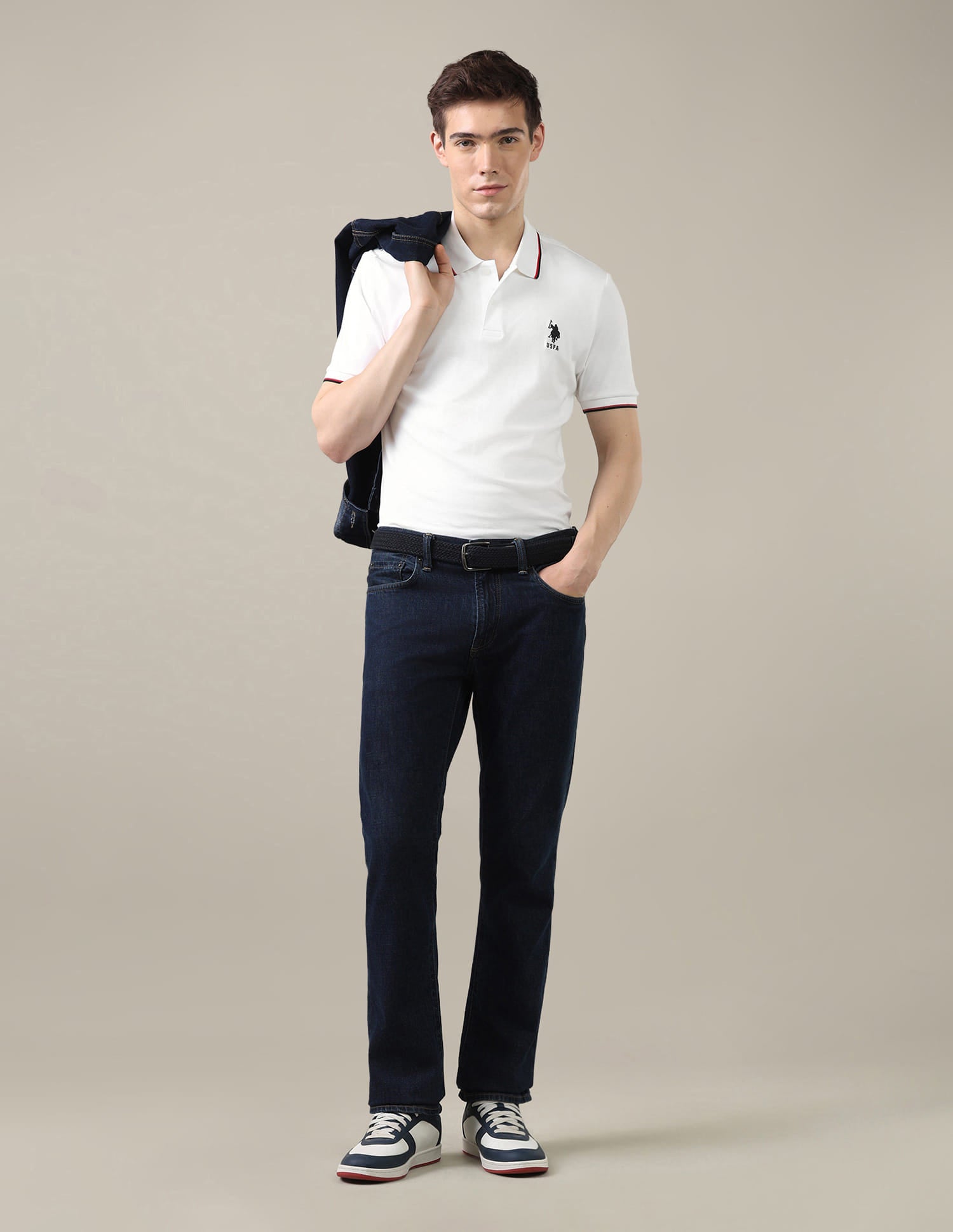 Solid Slim Fit Polo Shirt White - U.S. Polo Assn. India | Large