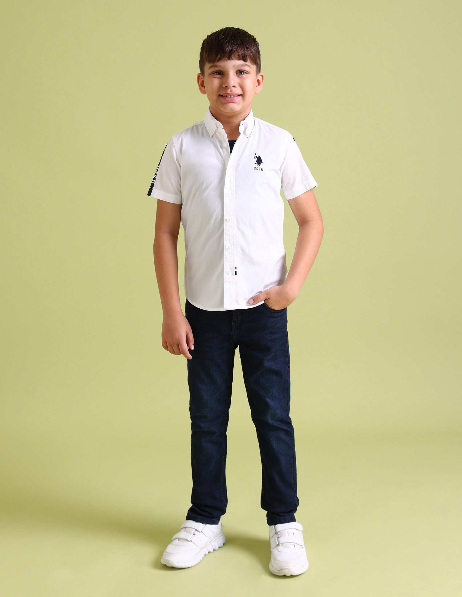 Brand Print Cotton Shirt White - U.S. POLO ASSN. | Large