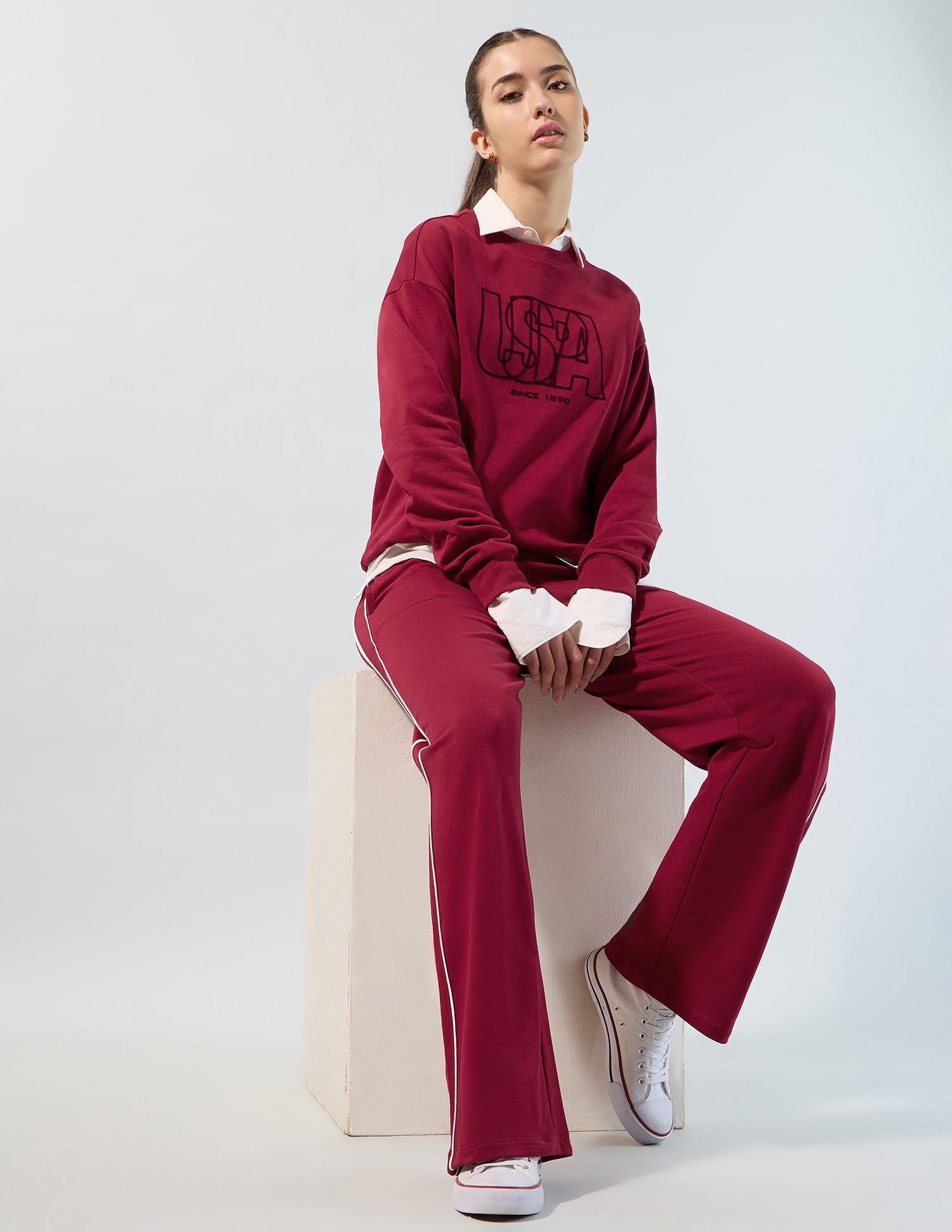 Straight Fit Solid Trousers Red - U.S. POLO ASSN. | Large