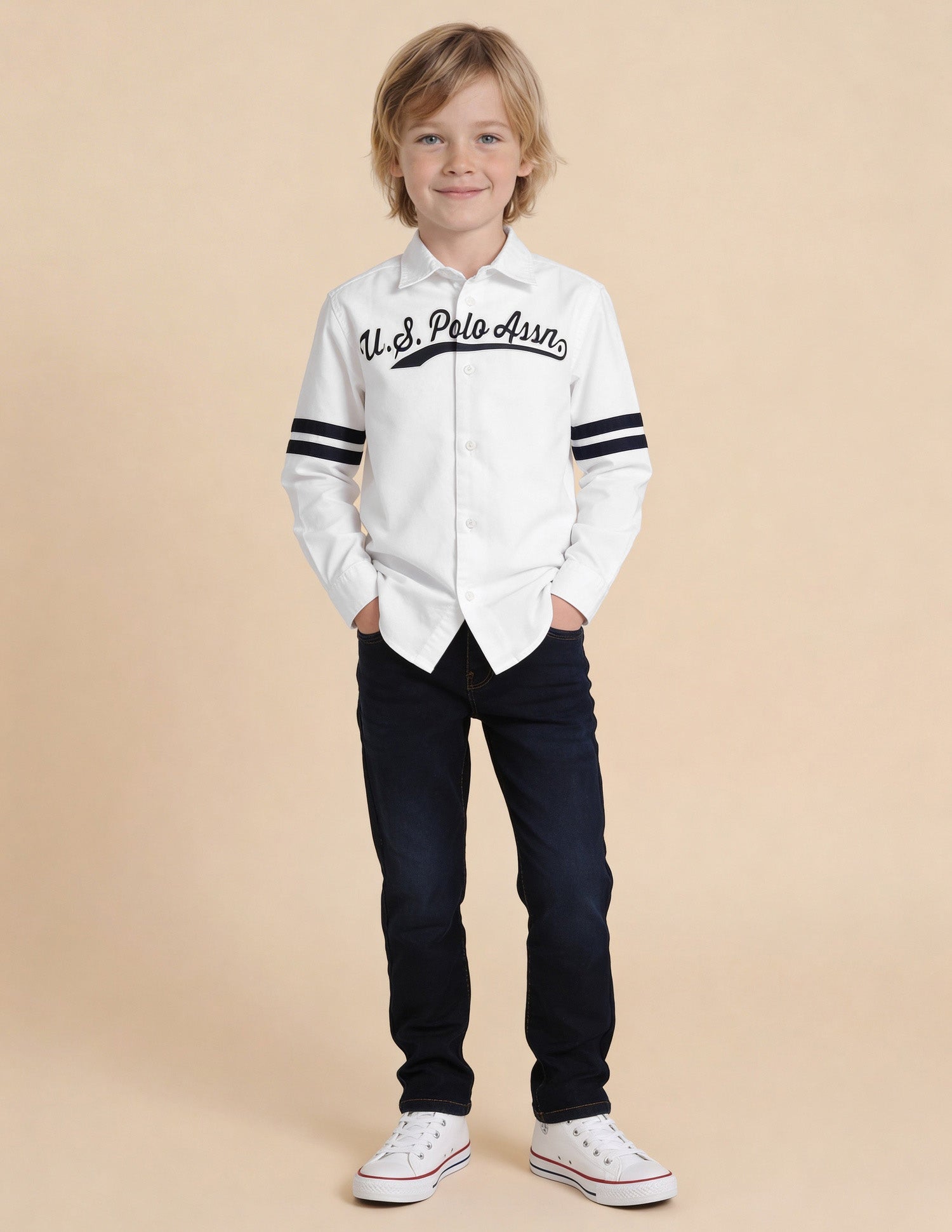 Brand Printed Oxford Shirt White - U.S. Polo Assn. India | Large