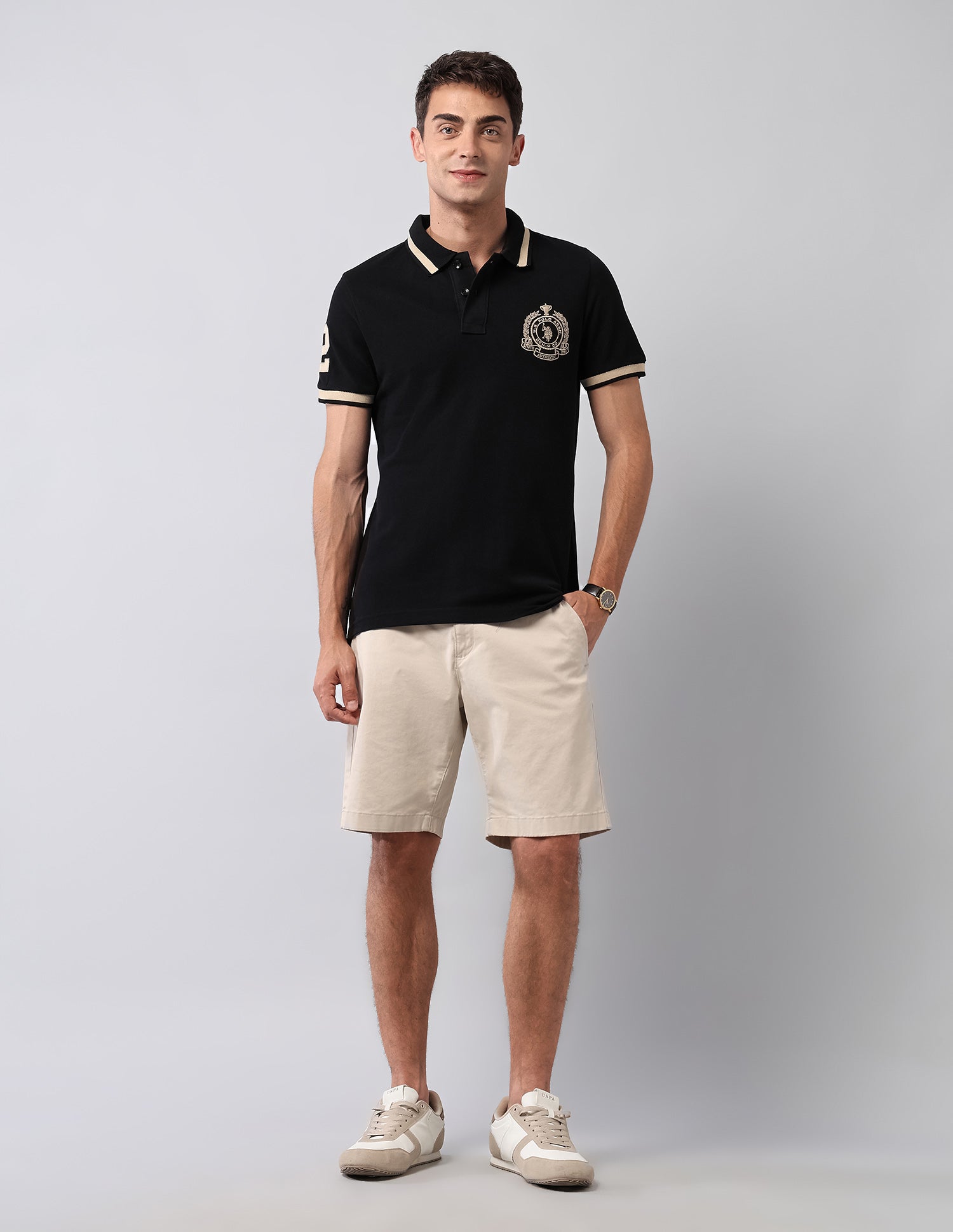 Solid Muscle Fit Polo Shirt Black - U.S. Polo Assn. India | Large