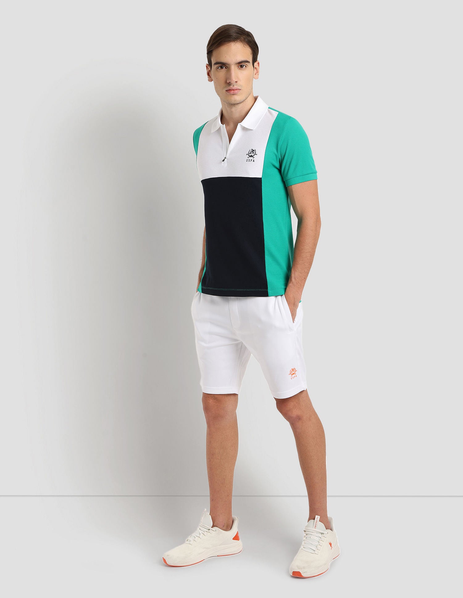 Panelled Sport Polo Shirt Green - U.S. Polo Assn. India | Large