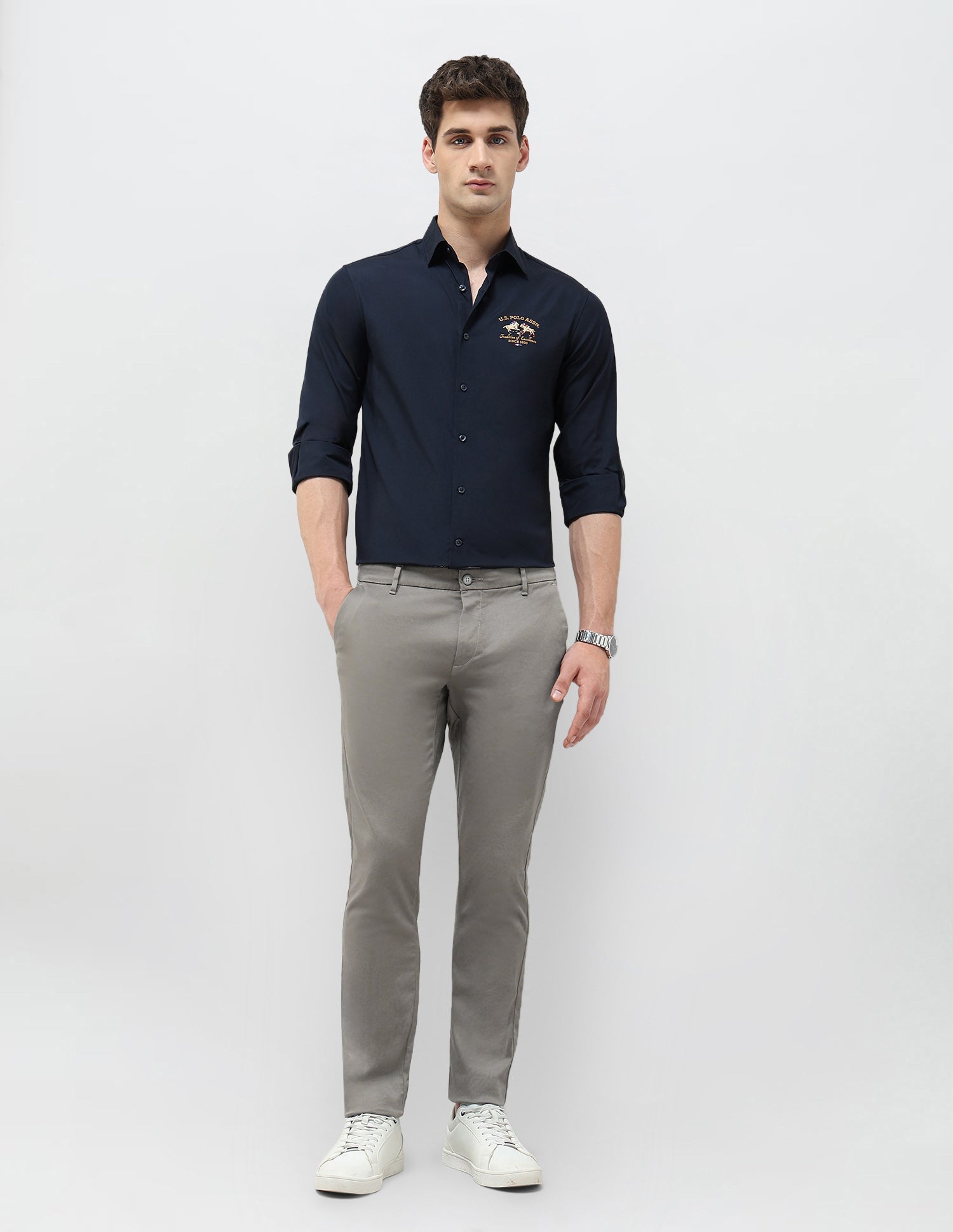 Twill All Over Printed Trousers Grey - U.S. Polo Assn. India | Large