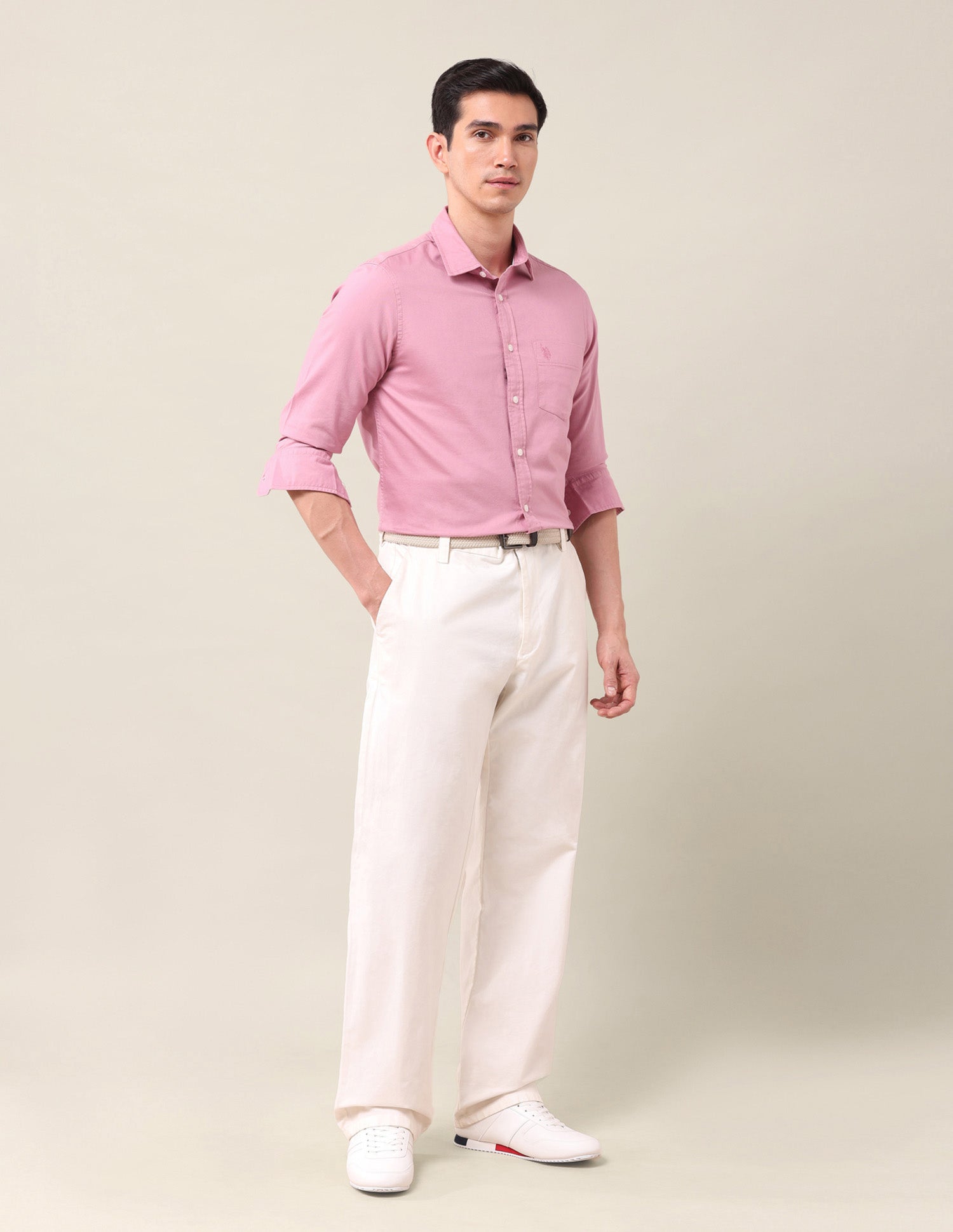 Solid Oxford Shirt Medium Pink - U.S. POLO ASSN. | Large