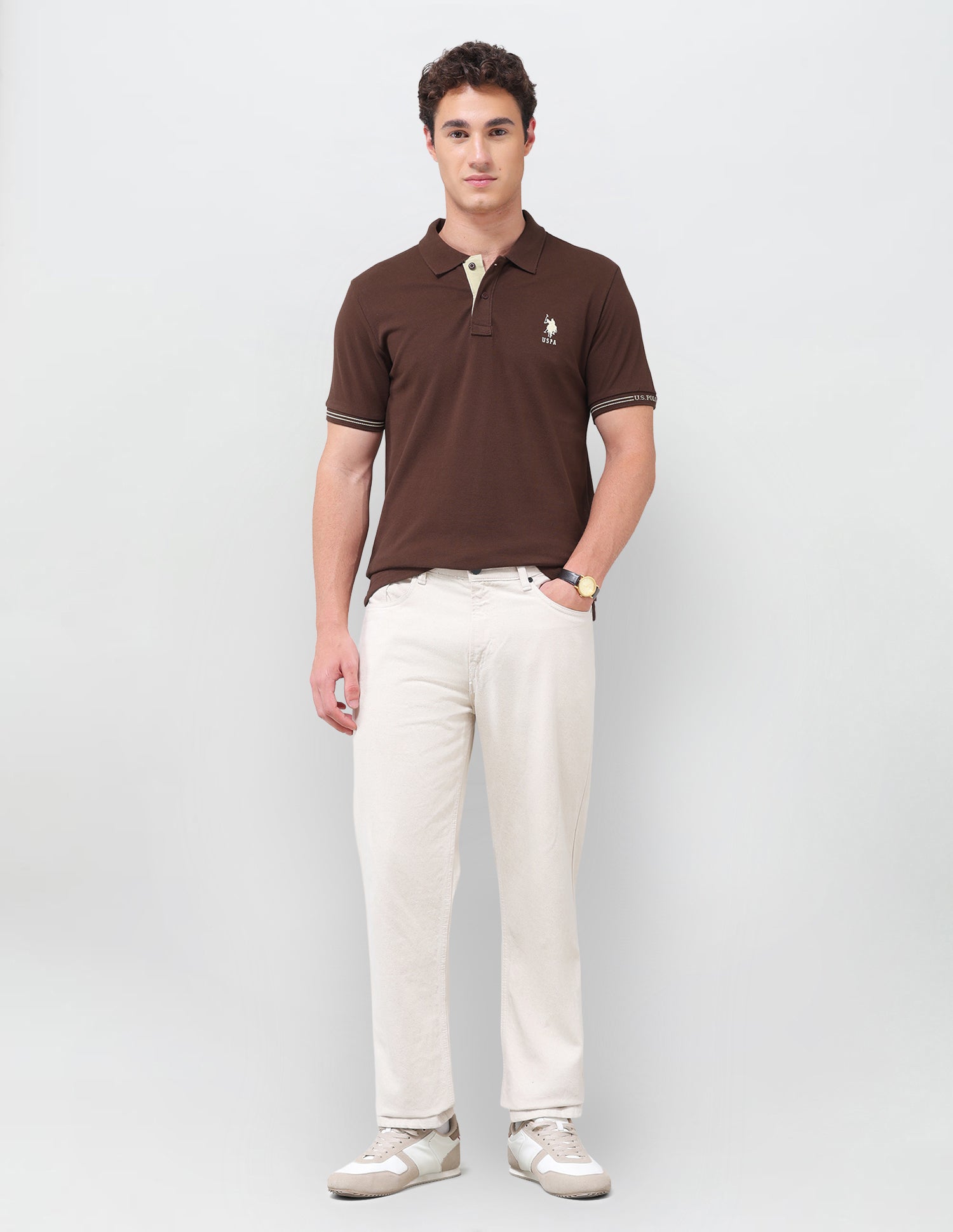 Solid Regular Fit Polo Shirt Dark Brown - U.S. Polo Assn. India | Large