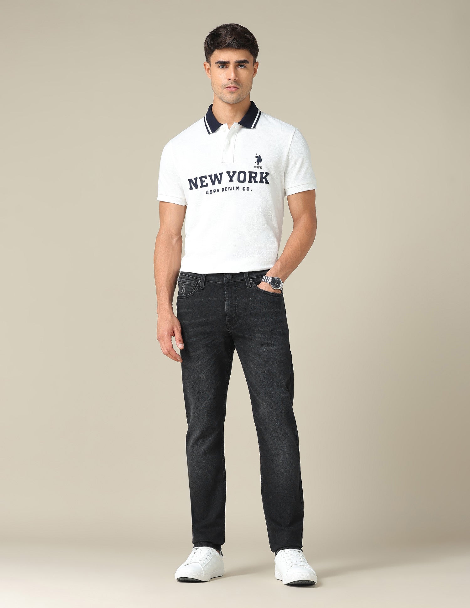 Brandon Slim Tapered Fit Black Jeans Black - U.S. POLO ASSN. | Large