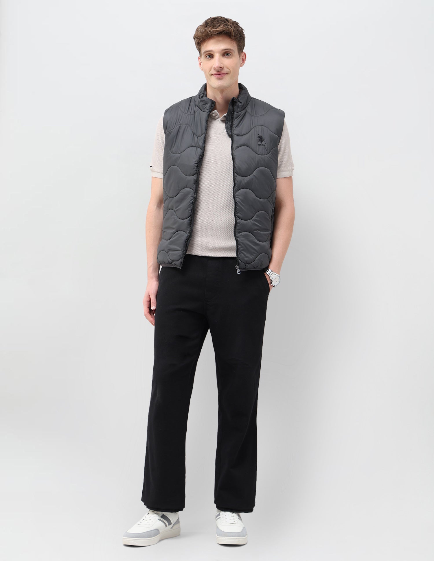 Regular Fit Sleeveless Quilted Jacket Dark Grey - U.S. Polo Assn. India | Large