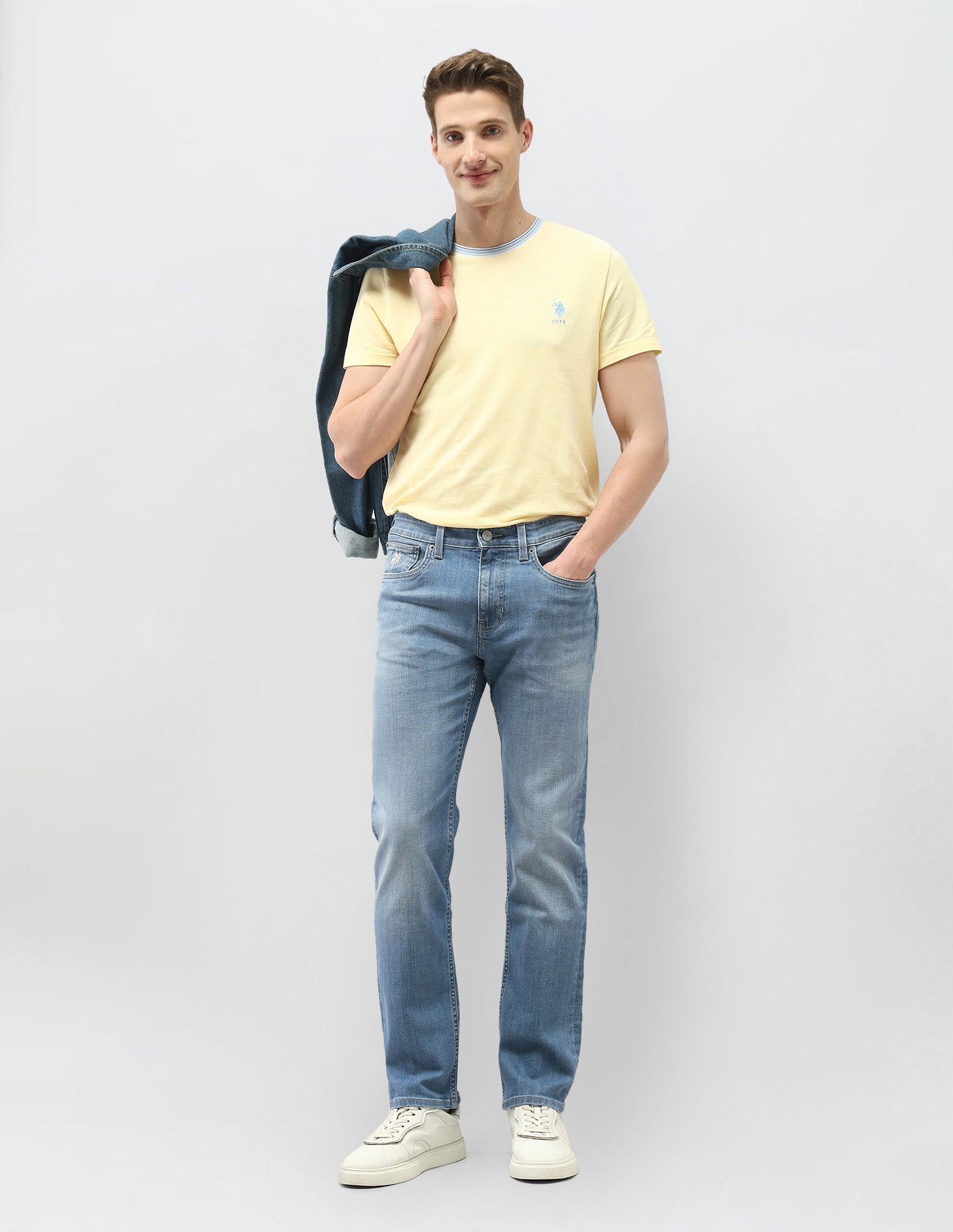 Whiskered Harold Slim Straight Fit Jeans Light Blue - U.S. Polo Assn. India | Large
